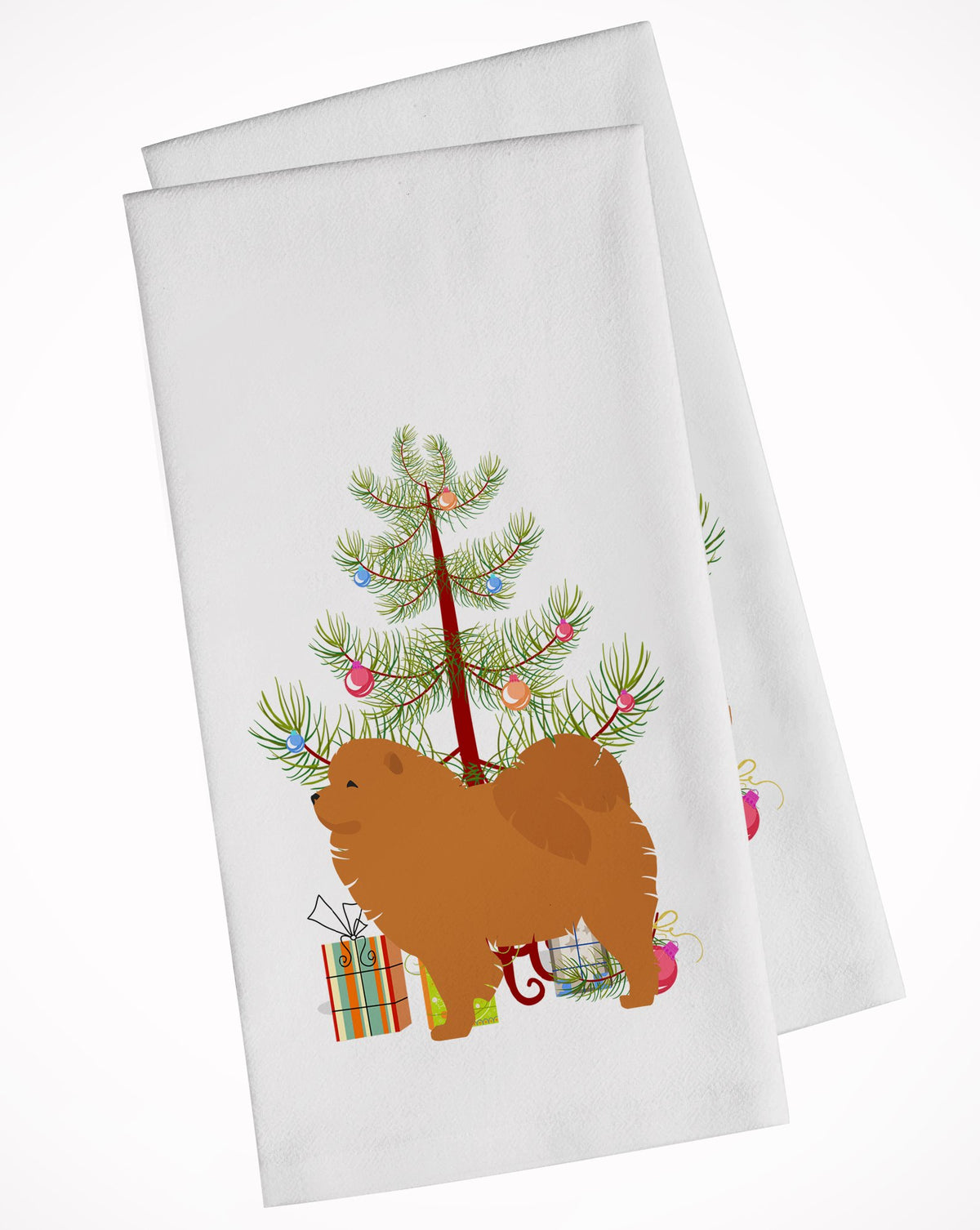 Chow Chow Merry Christmas Tree White Kitchen Towel Set of 2 BB2969WTKT by Caroline&#39;s Treasures