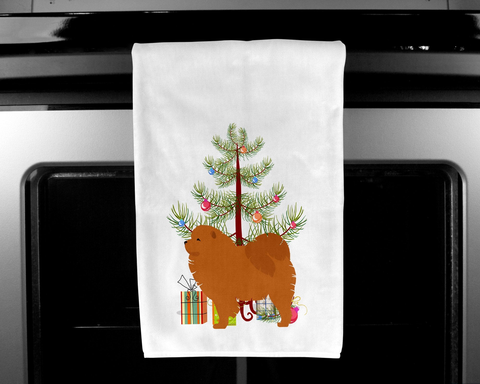 Chow Chow Merry Christmas Tree White Kitchen Towel Set of 2 BB2969WTKT by Caroline's Treasures