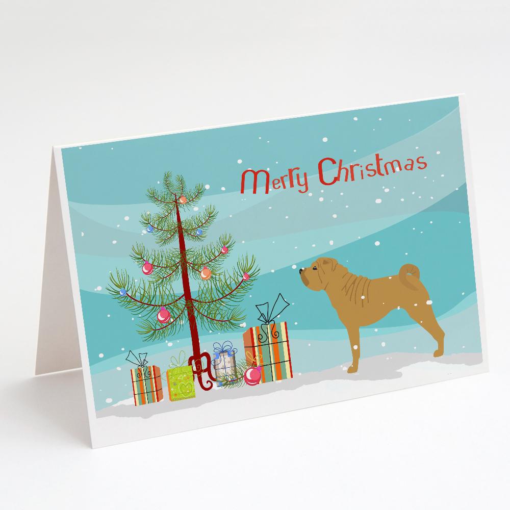 Buy this Shar Pei Merry Christmas Tree Greeting Cards and Envelopes Pack of 8