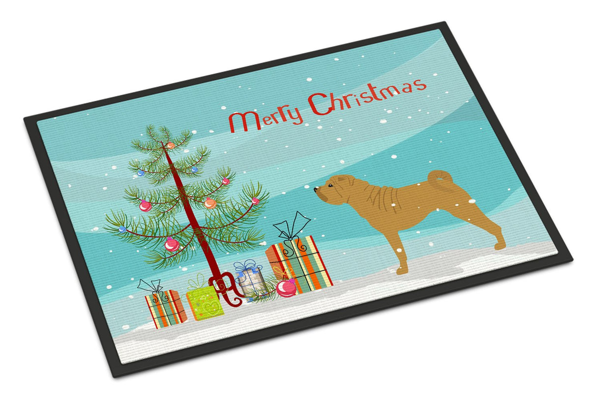 Shar Pei Merry Christmas Tree Indoor or Outdoor Mat 24x36 BB2970JMAT by Caroline&#39;s Treasures