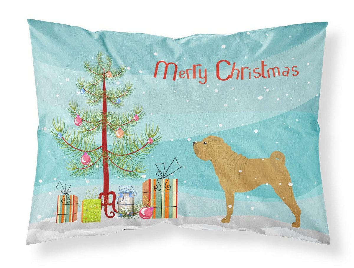 Shar Pei Merry Christmas Tree Fabric Standard Pillowcase BB2970PILLOWCASE by Caroline&#39;s Treasures