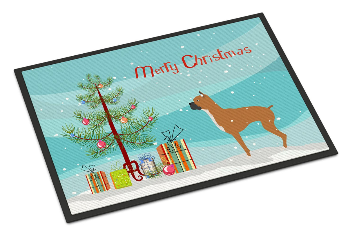 Boxer Merry Christmas Tree Indoor or Outdoor Mat 24x36 BB2971JMAT by Caroline&#39;s Treasures