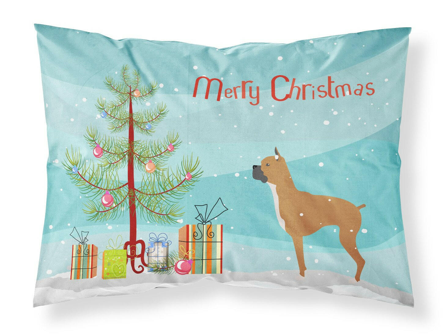 Boxer Merry Christmas Tree Fabric Standard Pillowcase BB2971PILLOWCASE by Caroline's Treasures