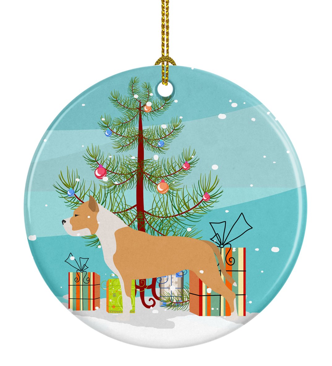 Staffordshire Bull Terrier Merry Christmas Tree Ceramic Ornament BB2972CO1 by Caroline&#39;s Treasures