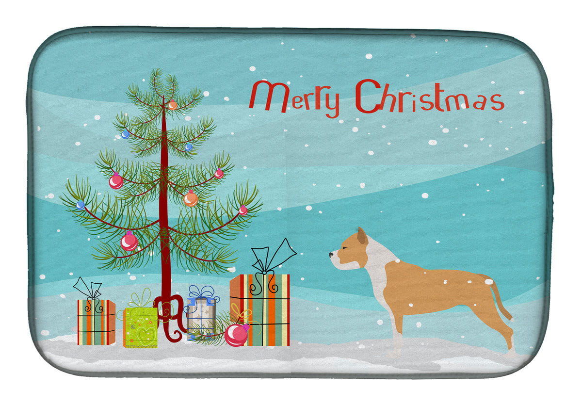 Staffordshire Bull Terrier Merry Christmas Tree Dish Drying Mat BB2972DDM