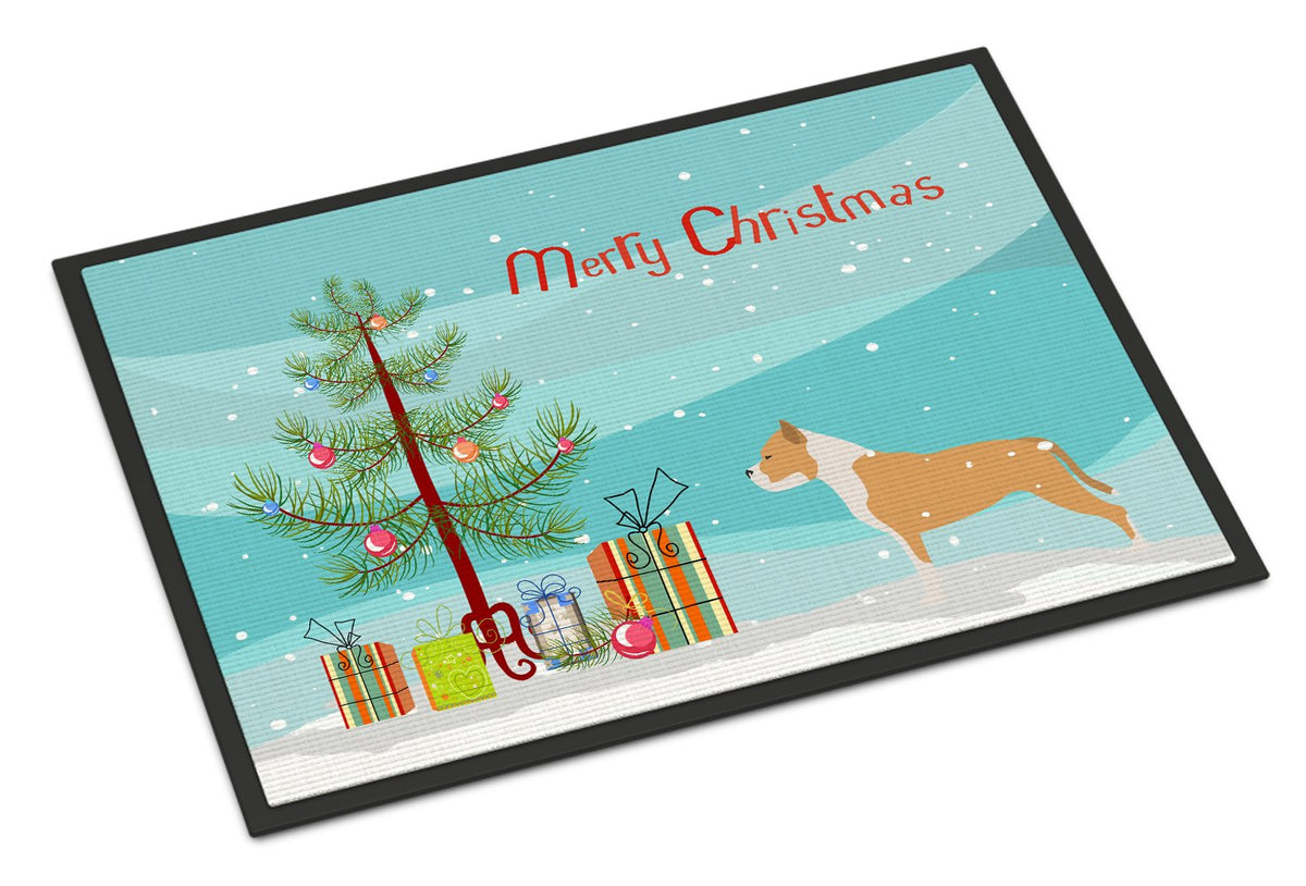 Staffordshire Bull Terrier Merry Christmas Tree Indoor or Outdoor Mat 24x36 BB2972JMAT by Caroline&#39;s Treasures