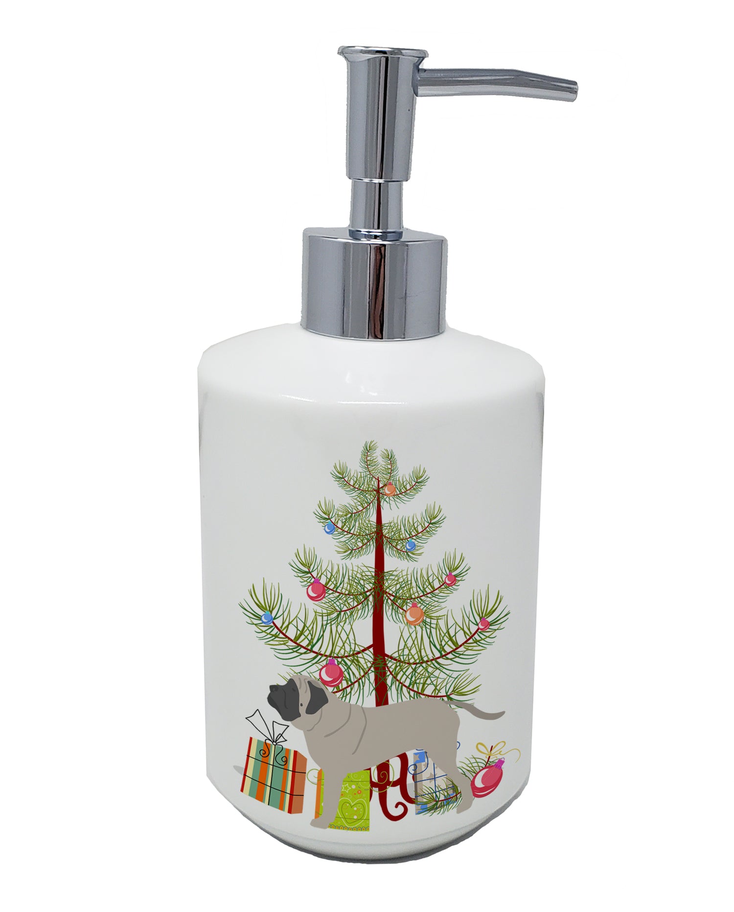 Buy this English Mastiff Merry Christmas Tree Ceramic Soap Dispenser