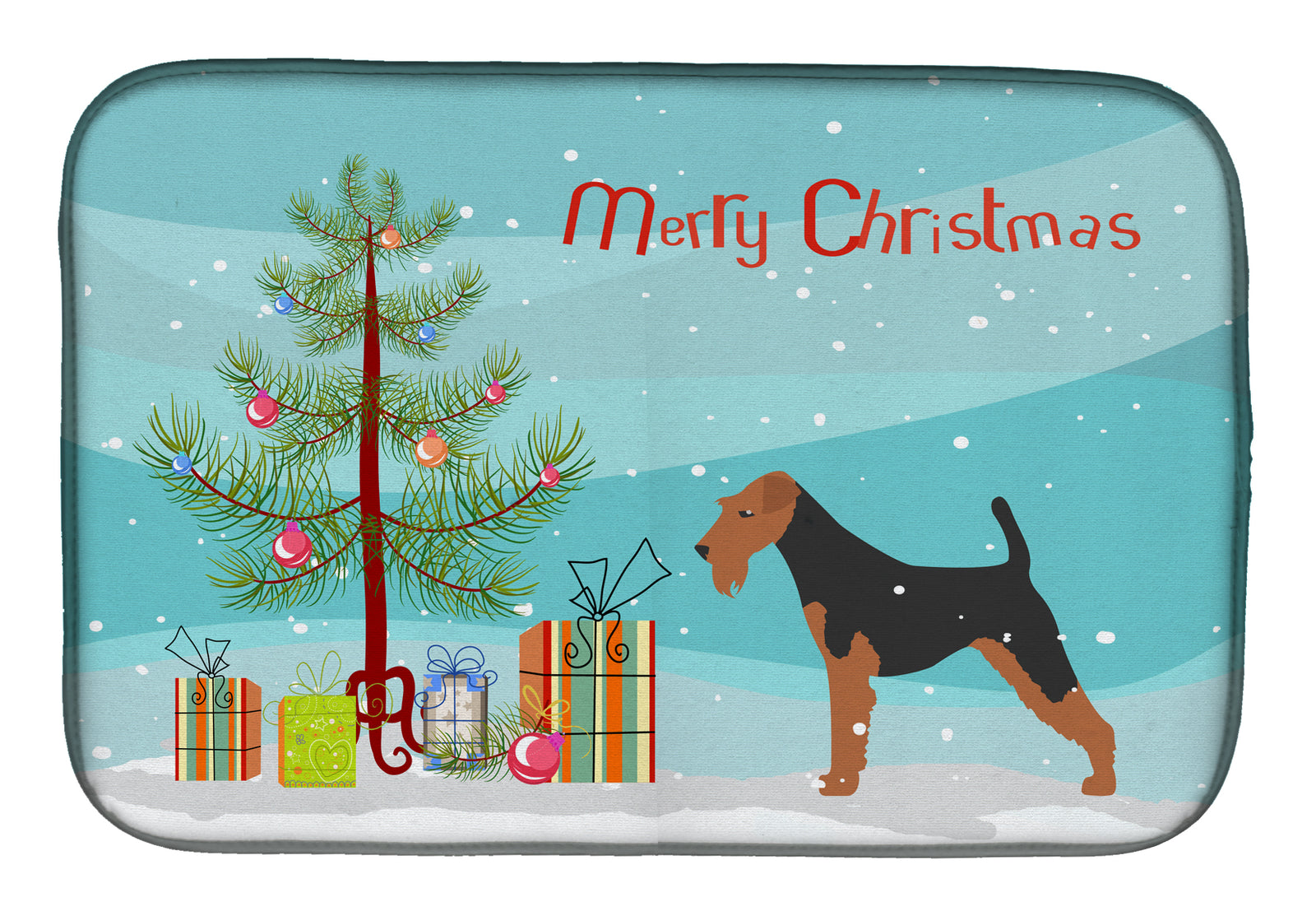 Airedale Terrier Merry Christmas Tree Dish Drying Mat BB2975DDM