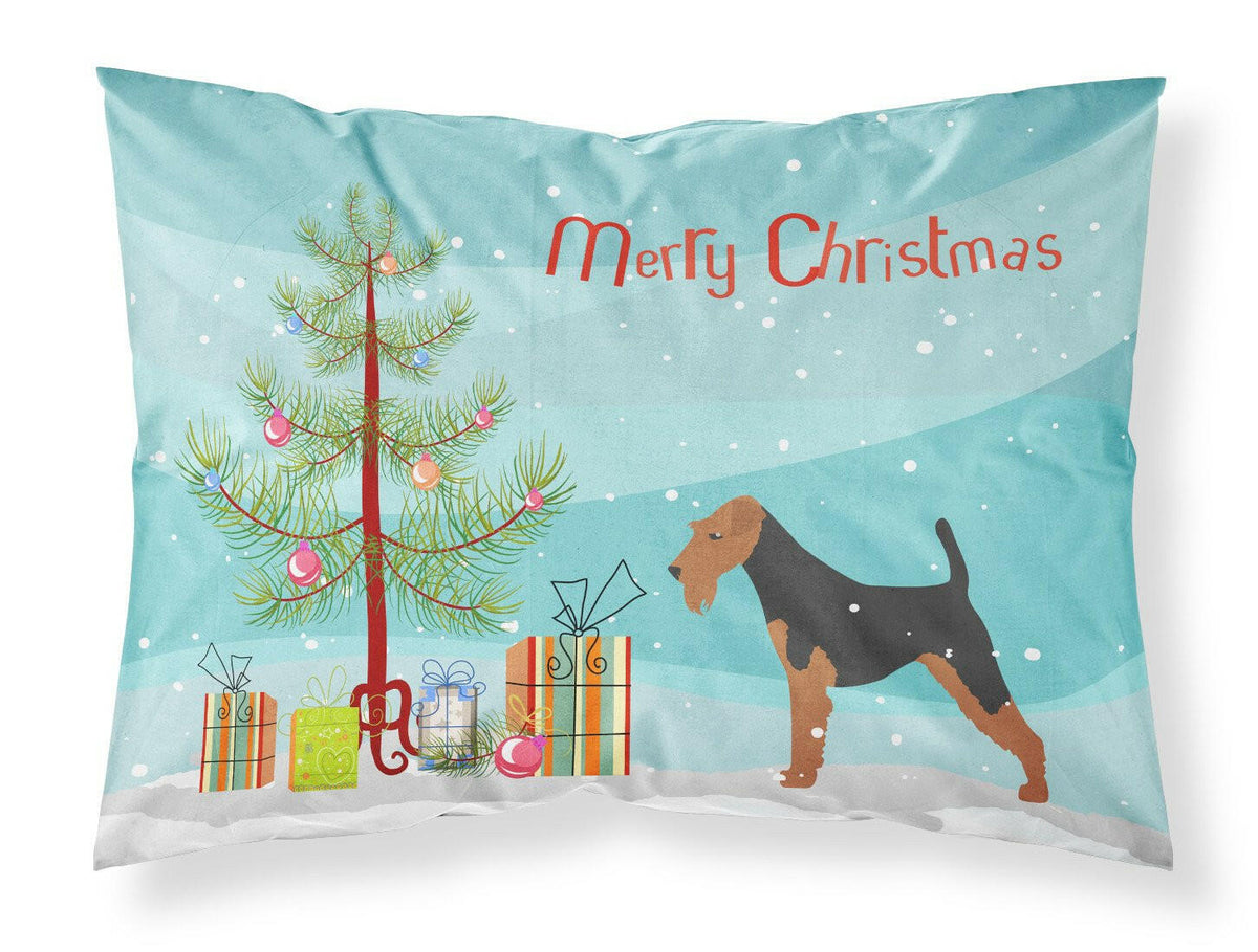 Airedale Terrier Merry Christmas Tree Fabric Standard Pillowcase BB2975PILLOWCASE by Caroline&#39;s Treasures