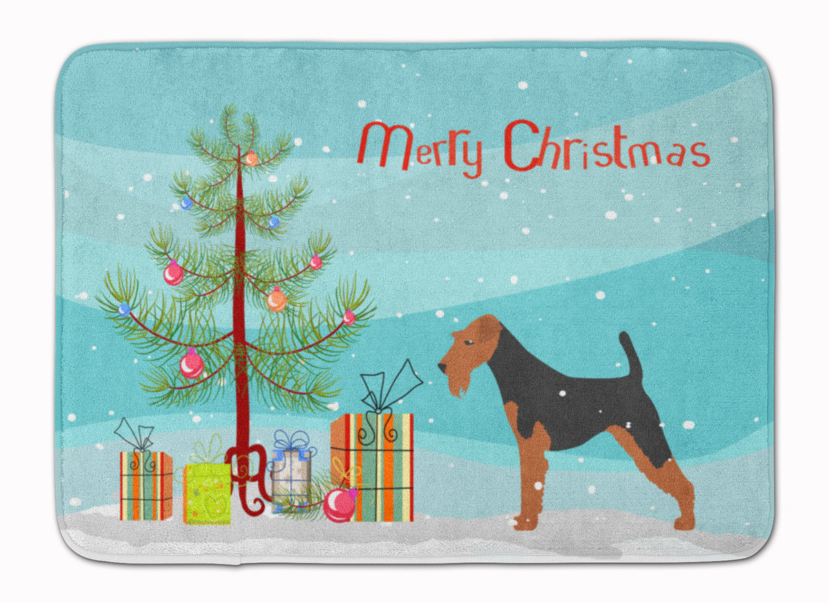 Airedale Terrier Merry Christmas Tree Machine Washable Memory Foam Mat BB2975RUG - the-store.com