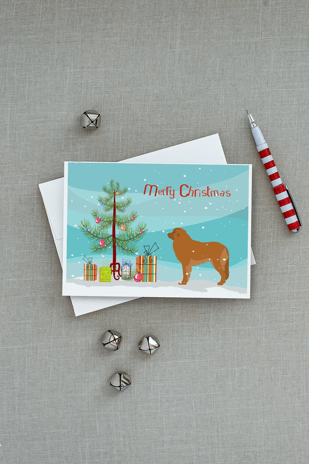 Leonberger Merry Christmas Tree Greeting Cards and Envelopes Pack of 8 - the-store.com
