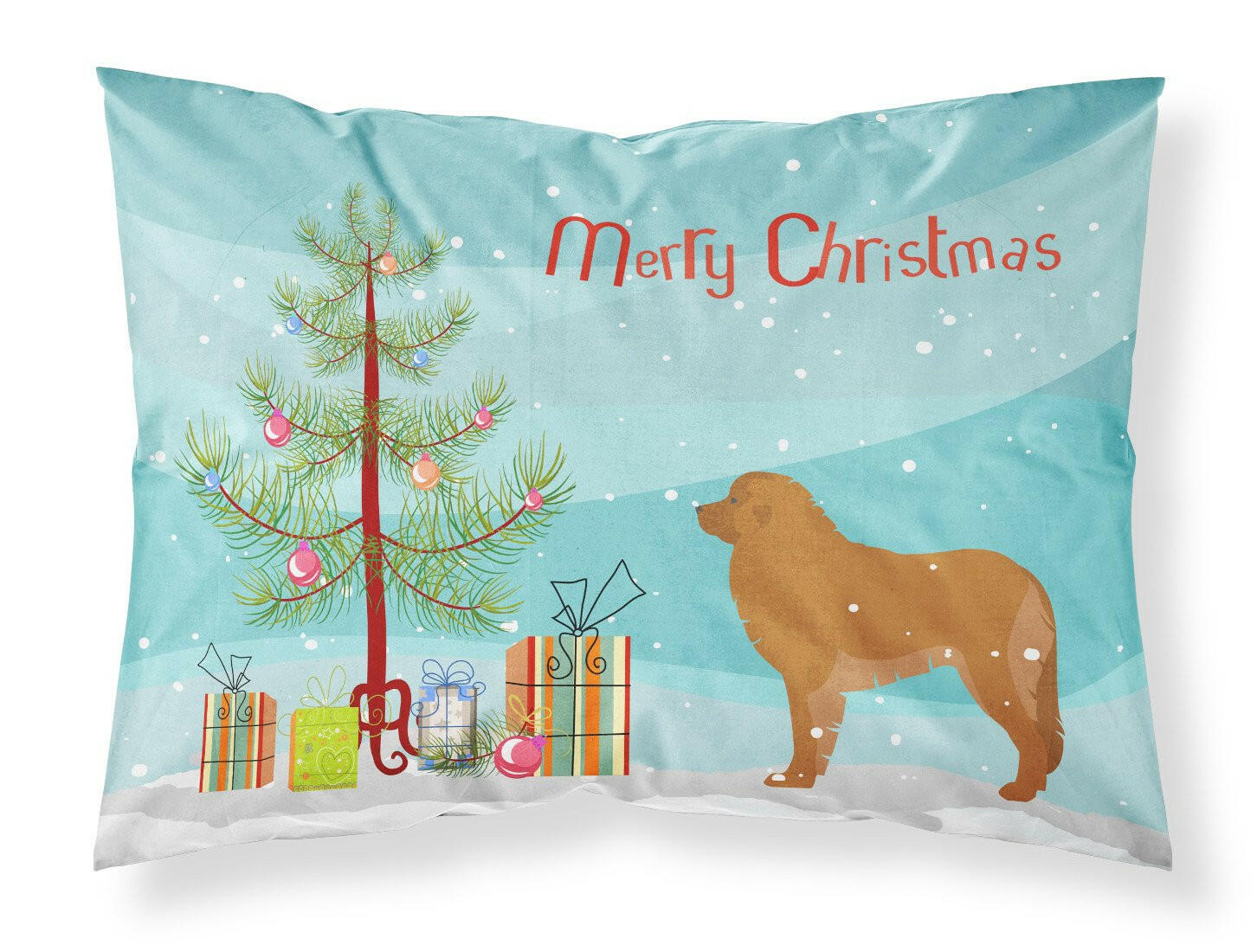 Leonberger Merry Christmas Tree Fabric Standard Pillowcase BB2976PILLOWCASE by Caroline's Treasures