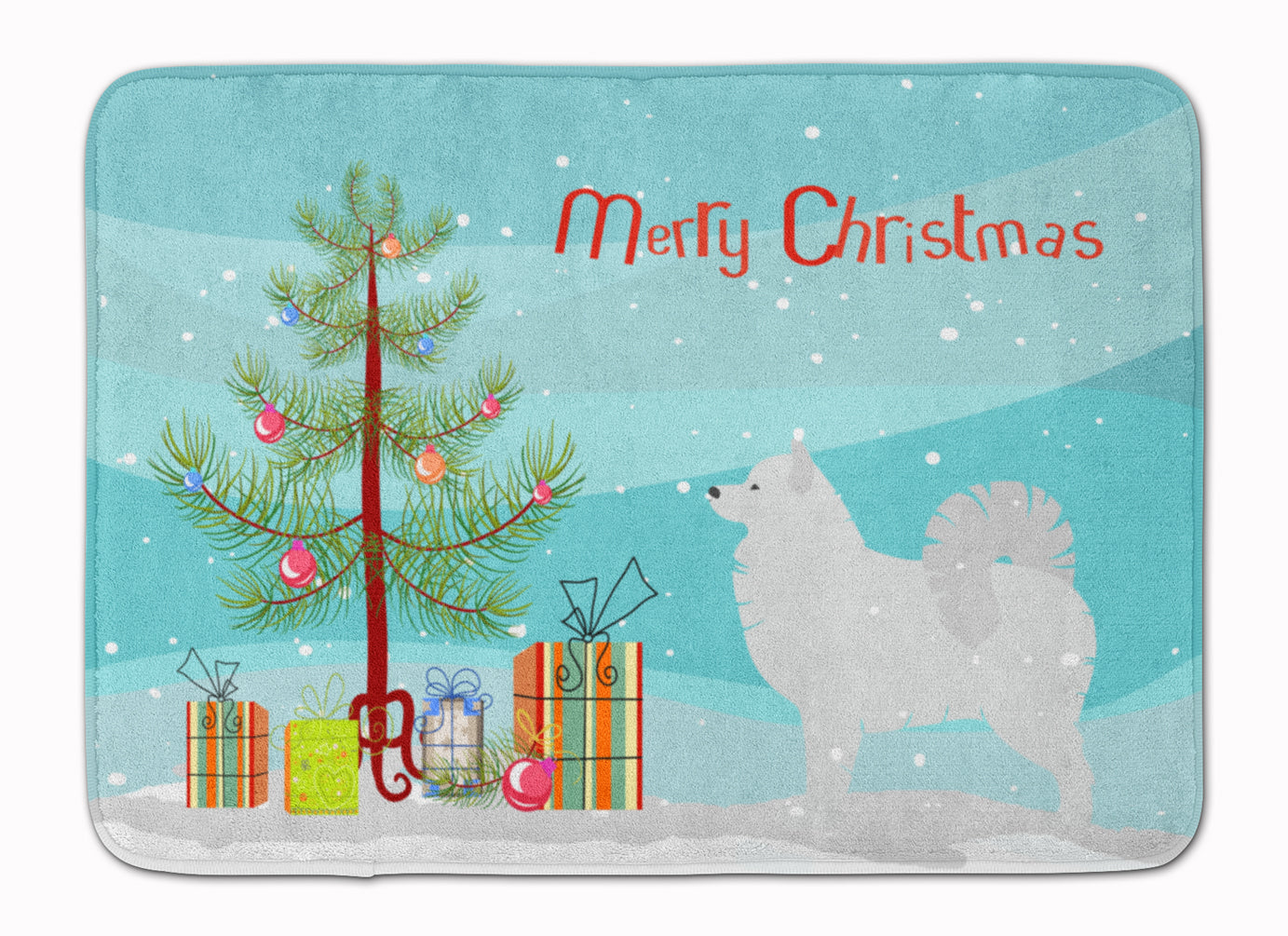 Samoyed Merry Christmas Tree Machine Washable Memory Foam Mat BB2977RUG - the-store.com