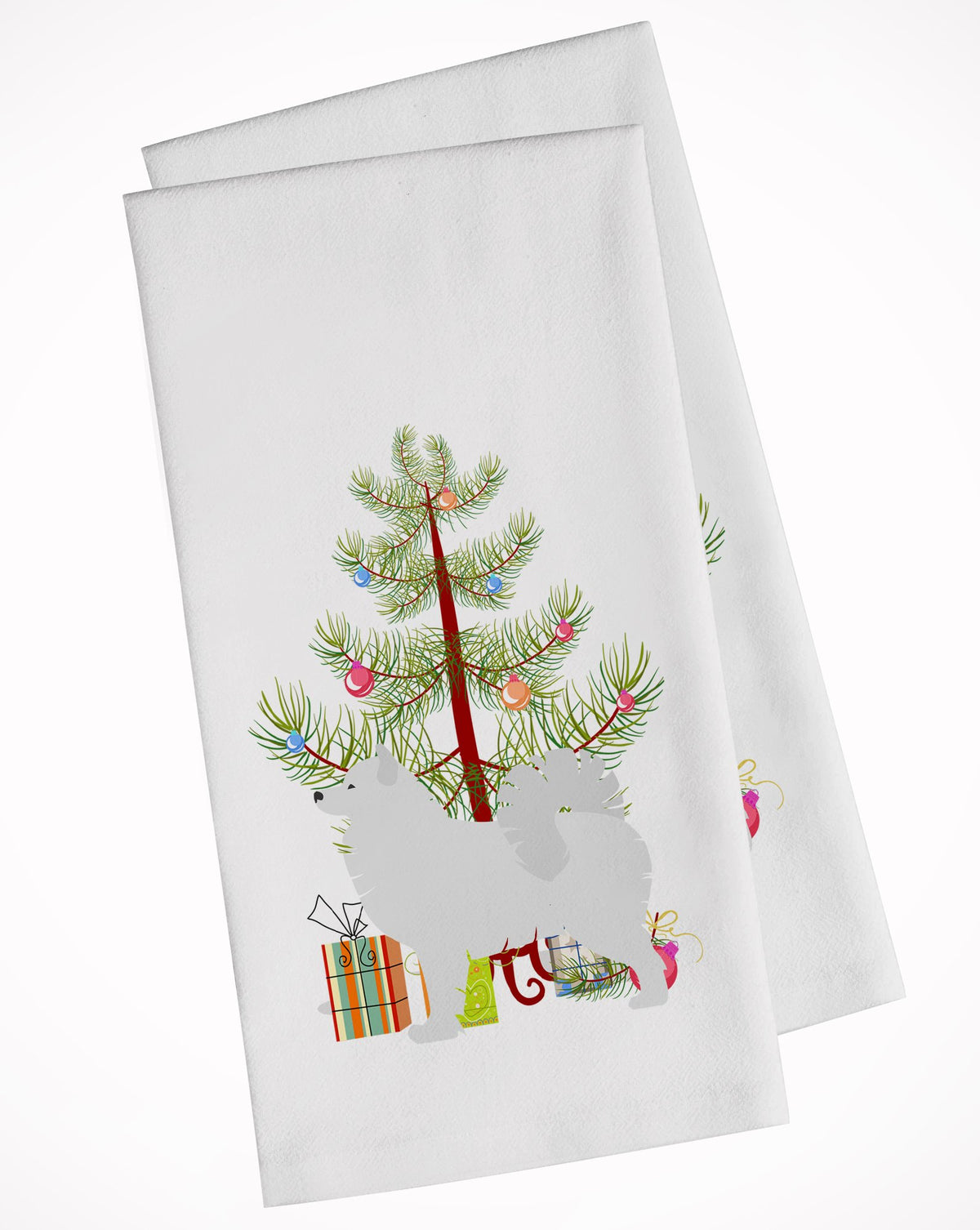 Samoyed Merry Christmas Tree White Kitchen Towel Set of 2 BB2977WTKT by Caroline&#39;s Treasures