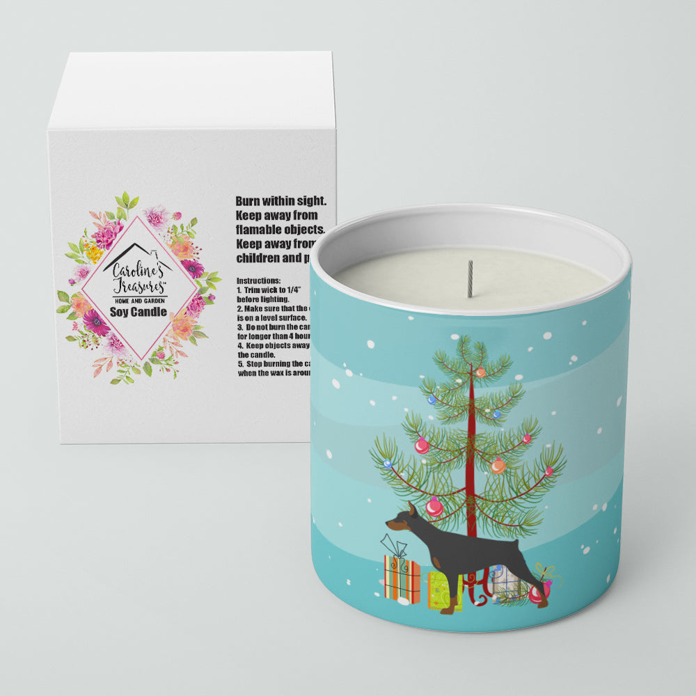 Doberman Pinscher Merry Christmas Tree 10 oz Decorative Soy Candle - the-store.com