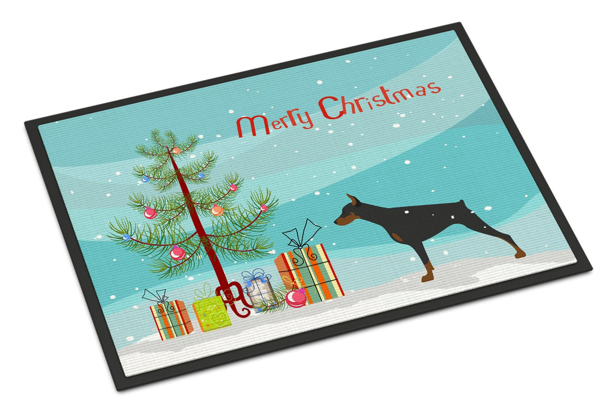 Doberman Pinscher Merry Christmas Tree Indoor or Outdoor Mat 24x36 BB2978JMAT by Caroline&#39;s Treasures