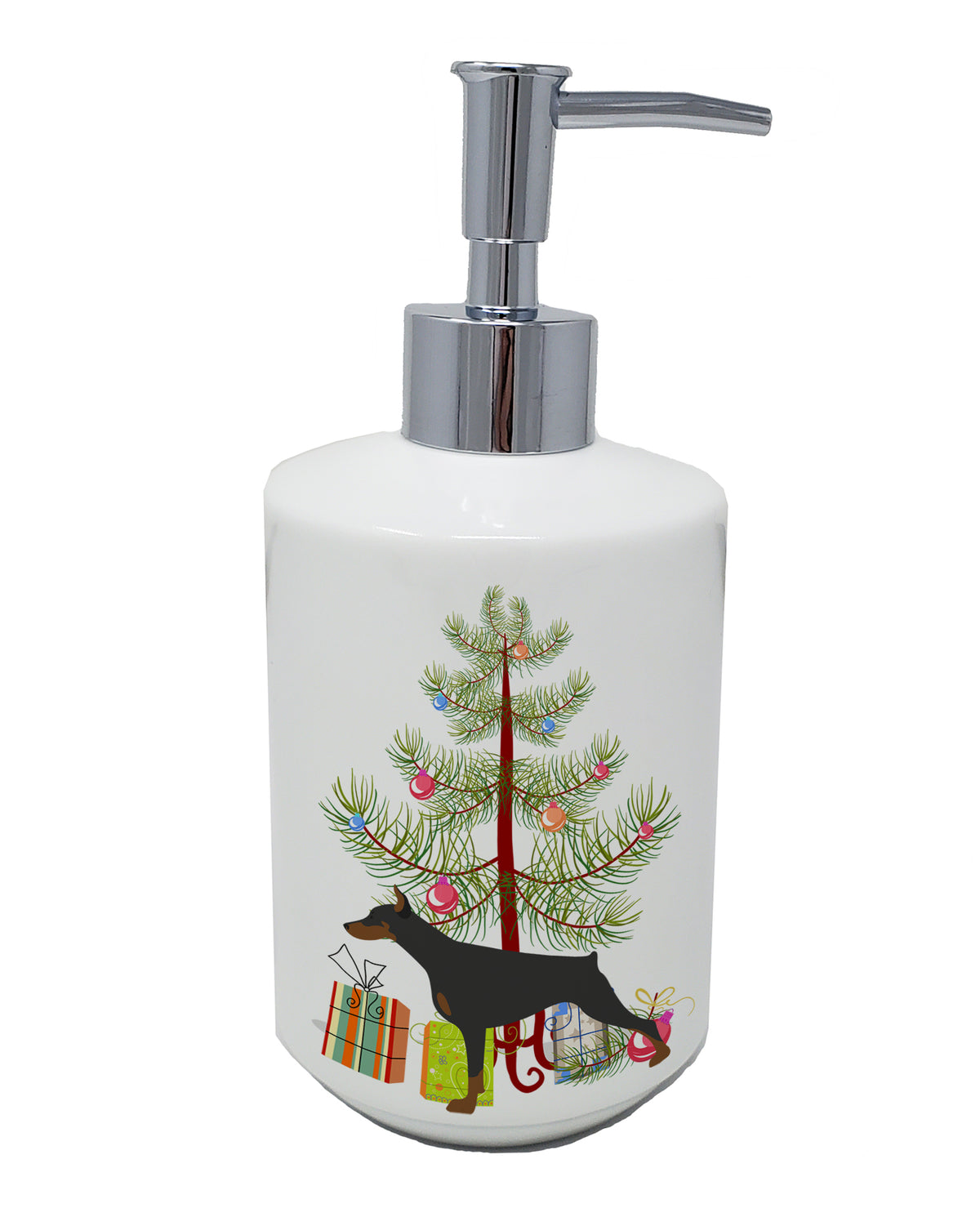 Buy this Doberman Pinscher Merry Christmas Tree Ceramic Soap Dispenser