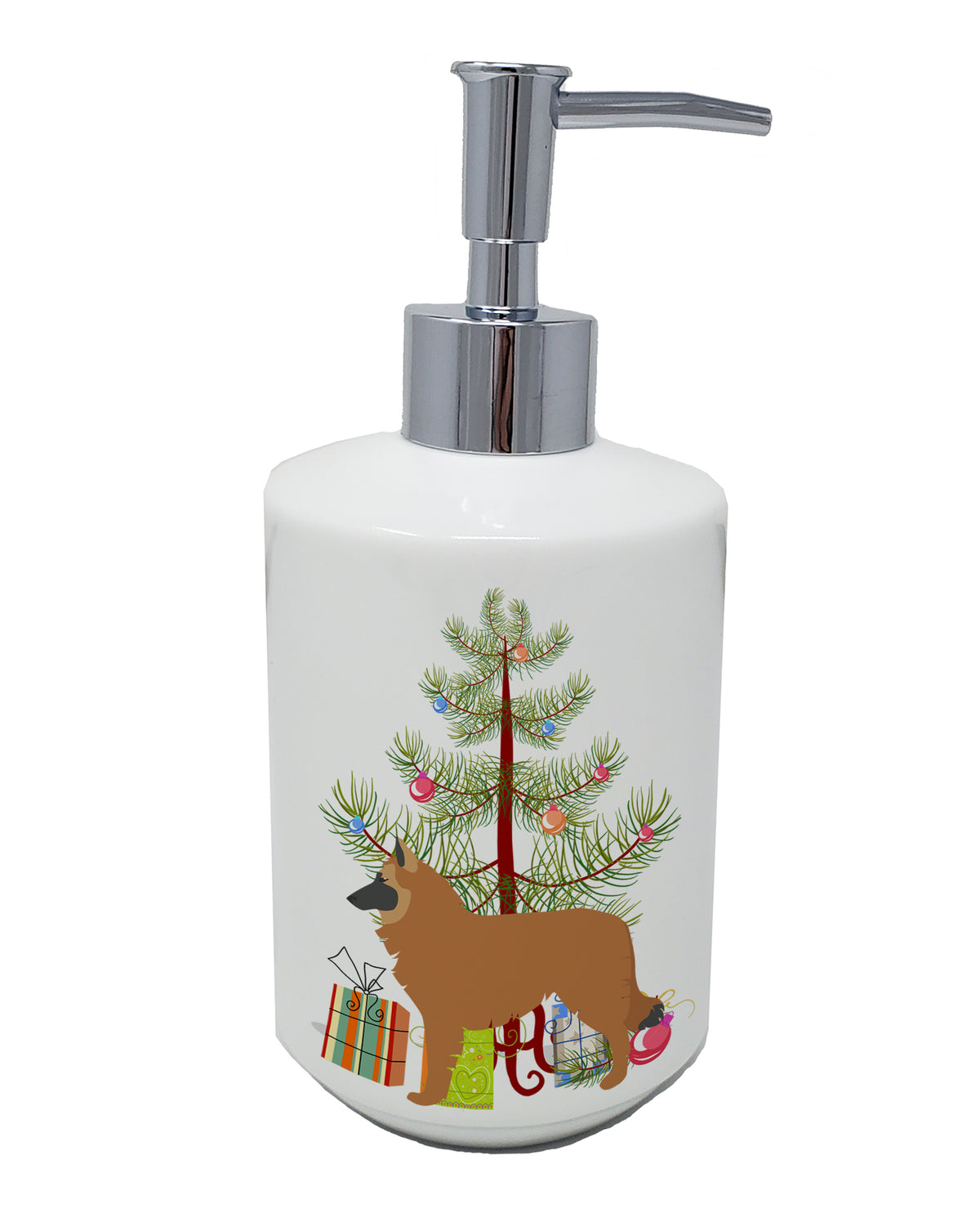 Buy this Belgian Shepherd Merry Christmas Tree Ceramic Soap Dispenser