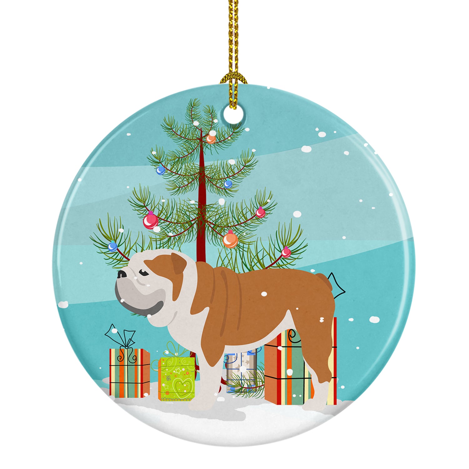 English Bulldog Merry Christmas Tree Ceramic Ornament BB2980CO1 - the-store.com