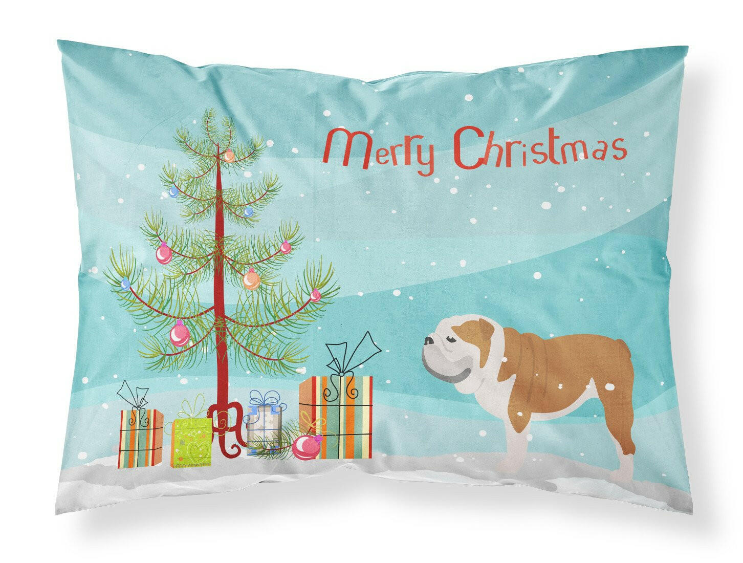 English Bulldog Merry Christmas Tree Fabric Standard Pillowcase BB2980PILLOWCASE by Caroline's Treasures