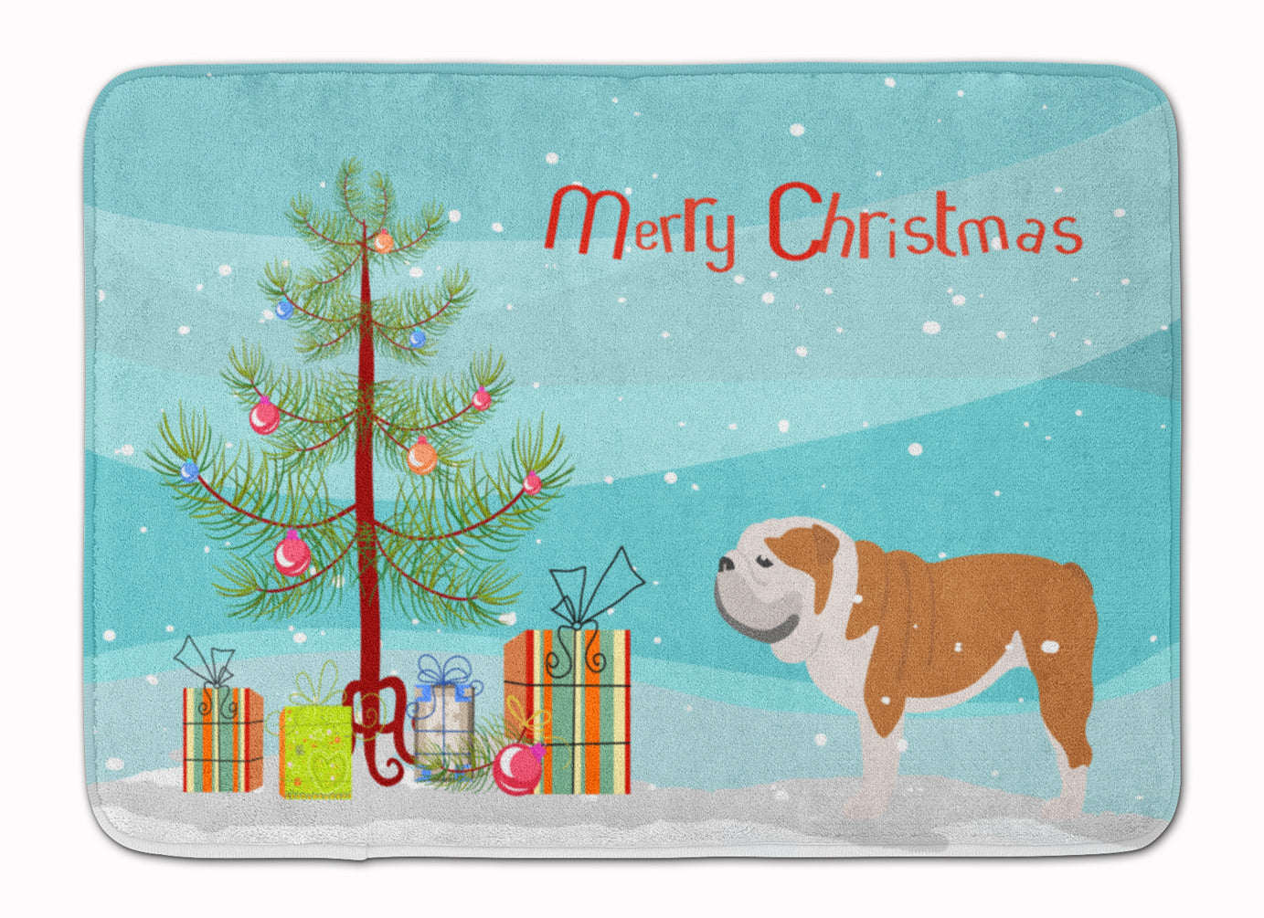 English Bulldog Merry Christmas Tree Machine Washable Memory Foam Mat BB2980RUG - the-store.com