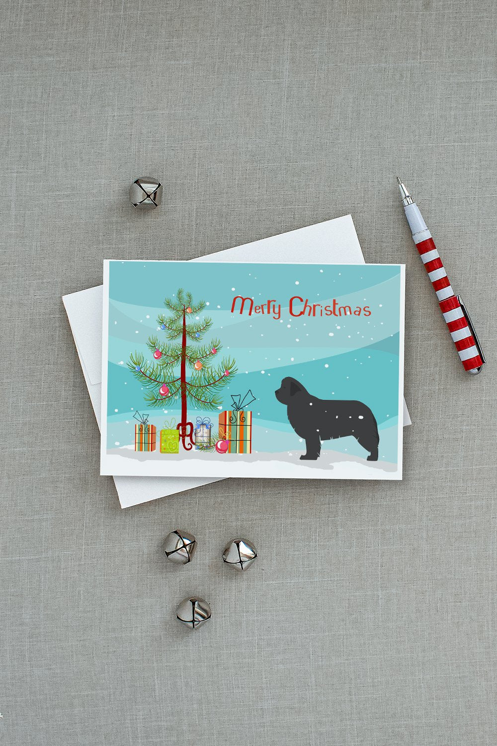Newfoundland Merry Christmas Tree Greeting Cards and Envelopes Pack of 8 - the-store.com