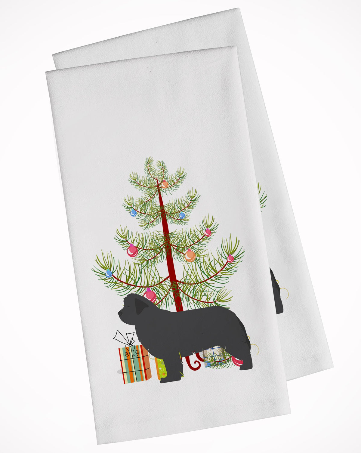 Newfoundland Merry Christmas Tree White Kitchen Towel Set of 2 BB2982WTKT by Caroline&#39;s Treasures