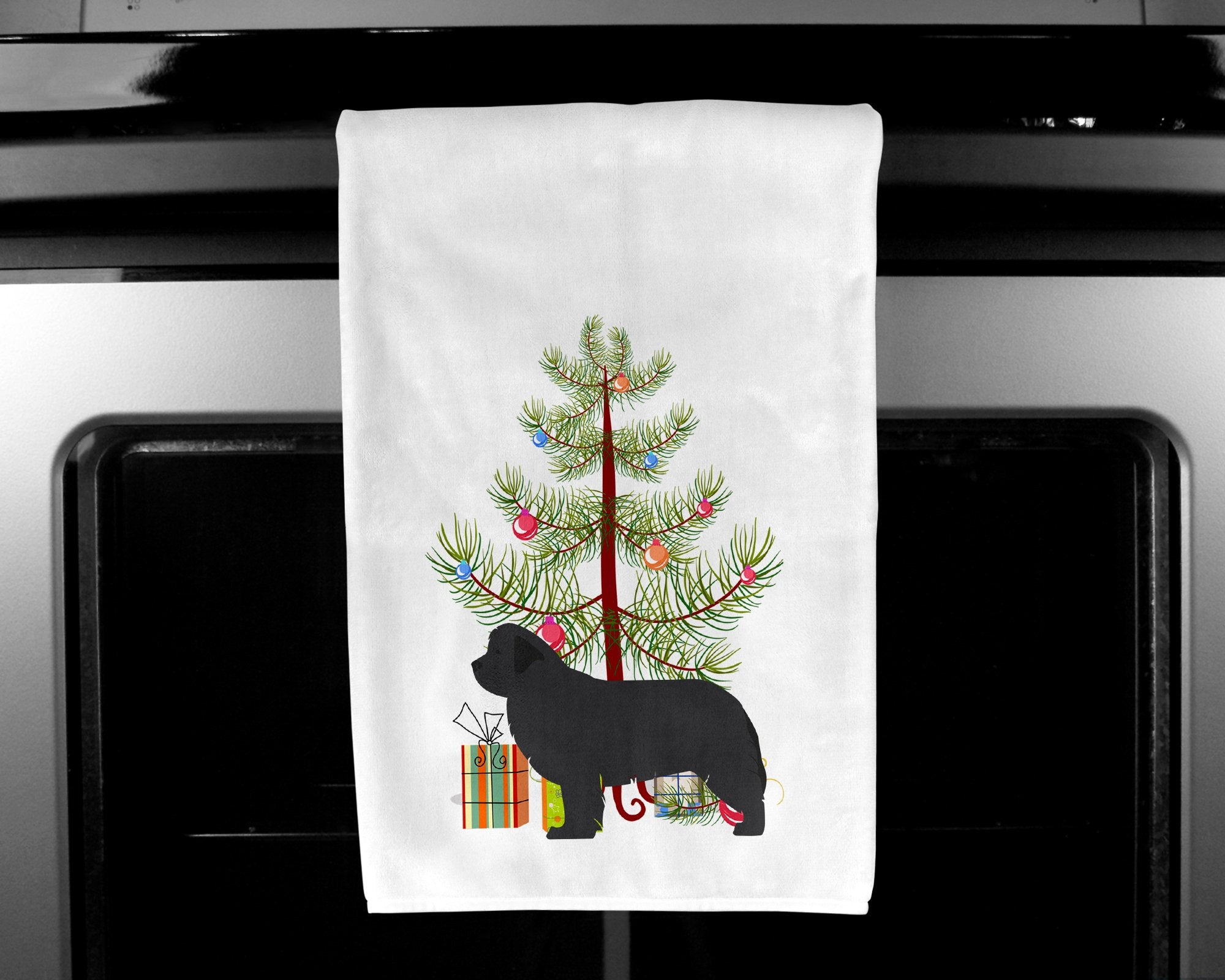Newfoundland Merry Christmas Tree White Kitchen Towel Set of 2 BB2982WTKT by Caroline's Treasures