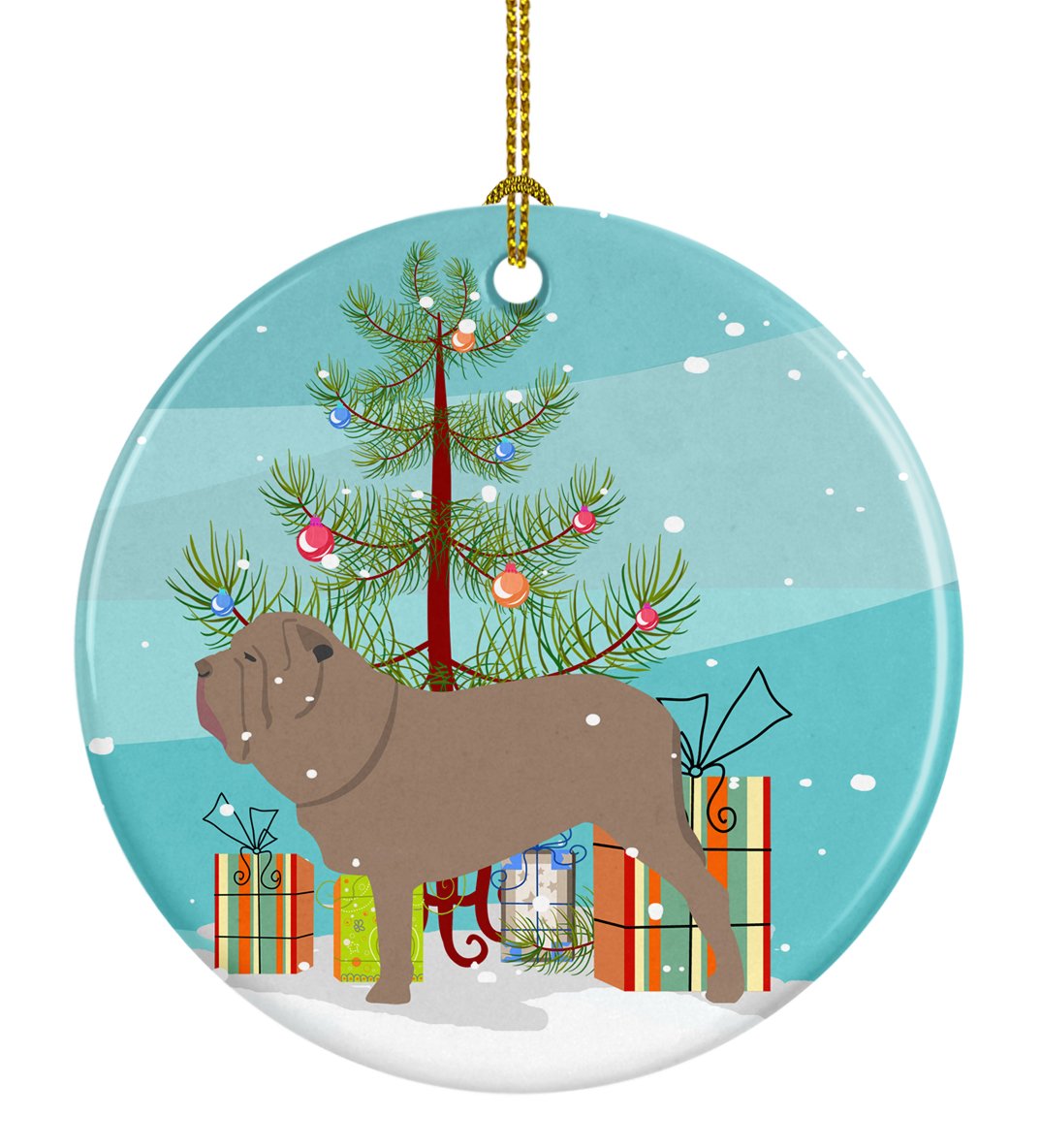 Neapolitan Mastiff Merry Christmas Tree Ceramic Ornament BB2983CO1 by Caroline&#39;s Treasures