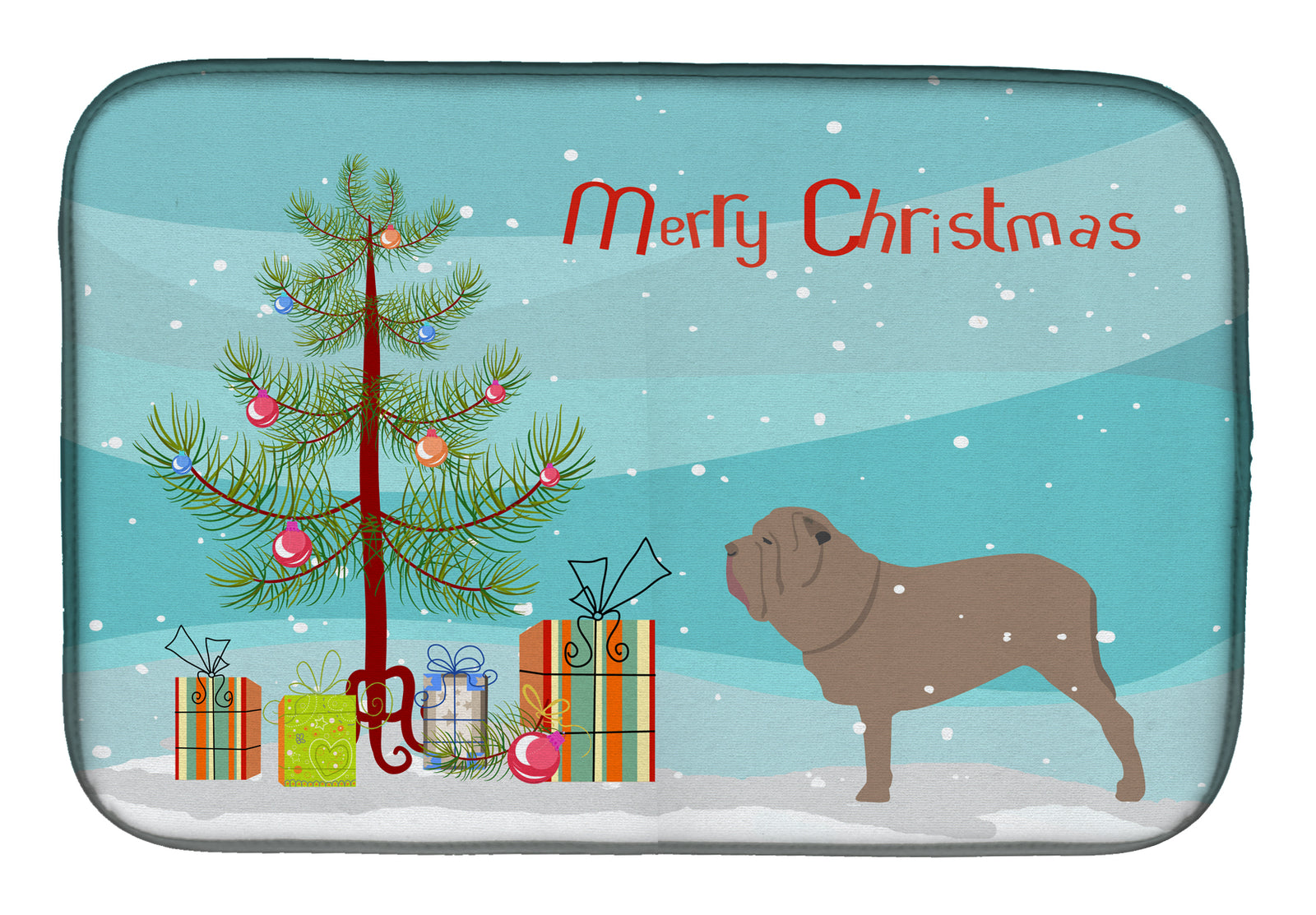 Neapolitan Mastiff Merry Christmas Tree Dish Drying Mat BB2983DDM  the-store.com.