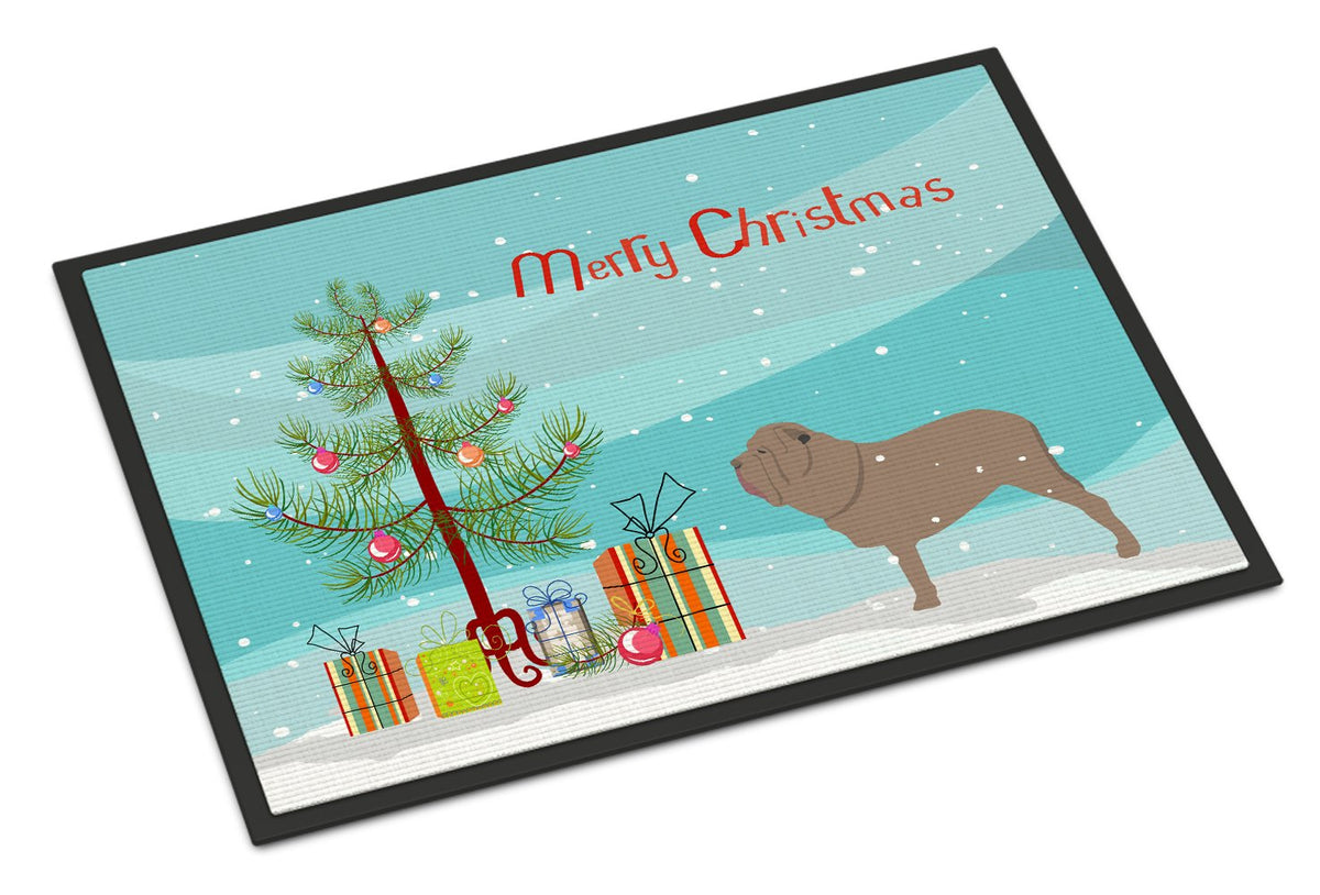 Neapolitan Mastiff Merry Christmas Tree Indoor or Outdoor Mat 24x36 BB2983JMAT by Caroline&#39;s Treasures