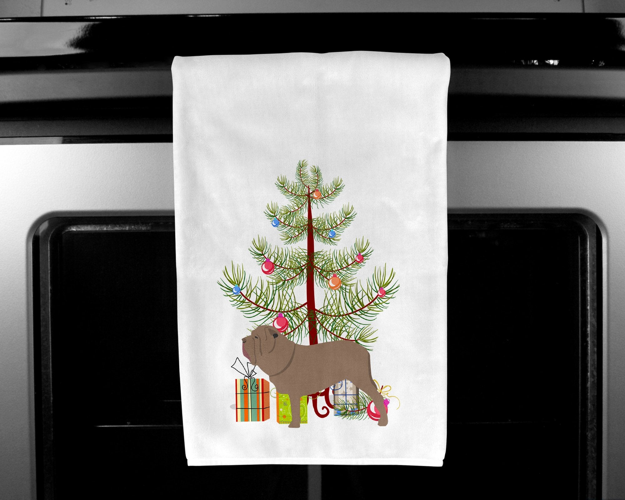 Neapolitan Mastiff Merry Christmas Tree White Kitchen Towel Set of 2 BB2983WTKT by Caroline's Treasures