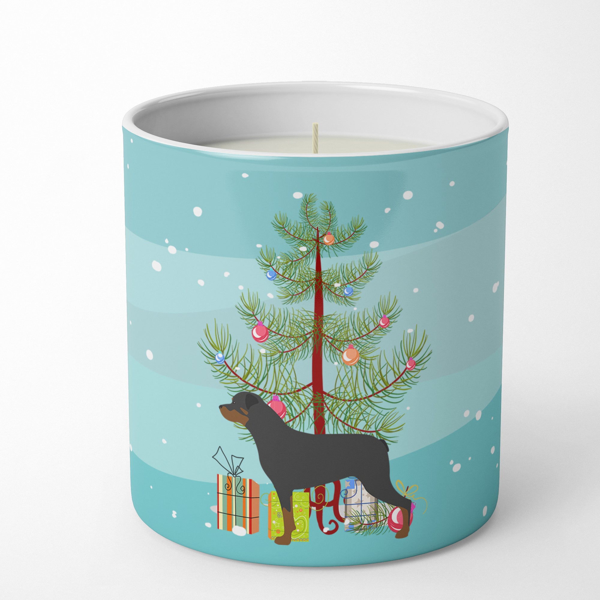 Buy this Rottweiler Merry Christmas Tree 10 oz Decorative Soy Candle