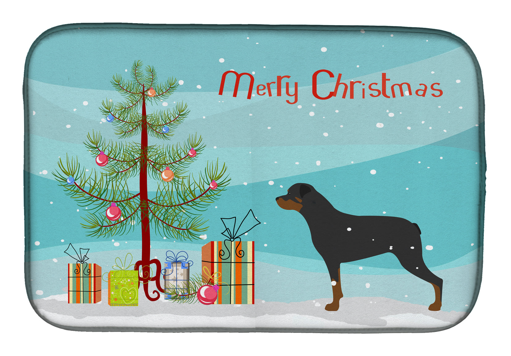 Rottweiler Merry Christmas Tree Dish Drying Mat BB2984DDM