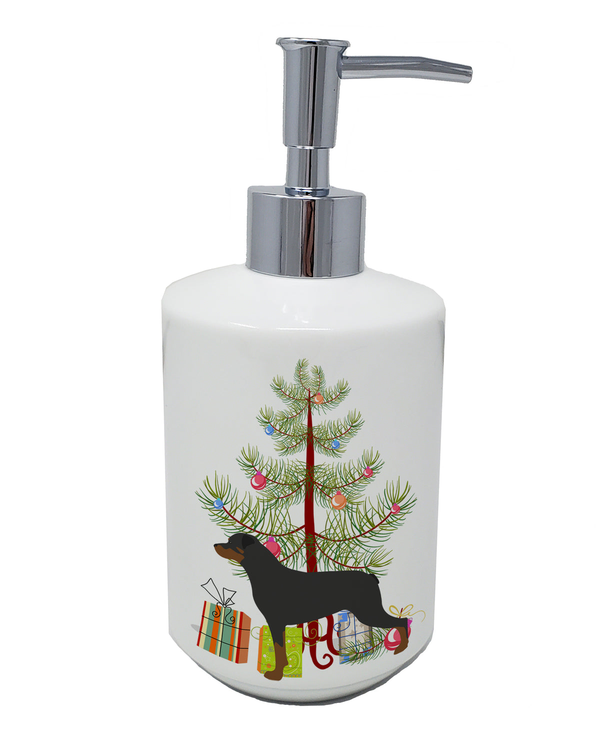 Buy this Rottweiler Merry Christmas Tree Ceramic Soap Dispenser