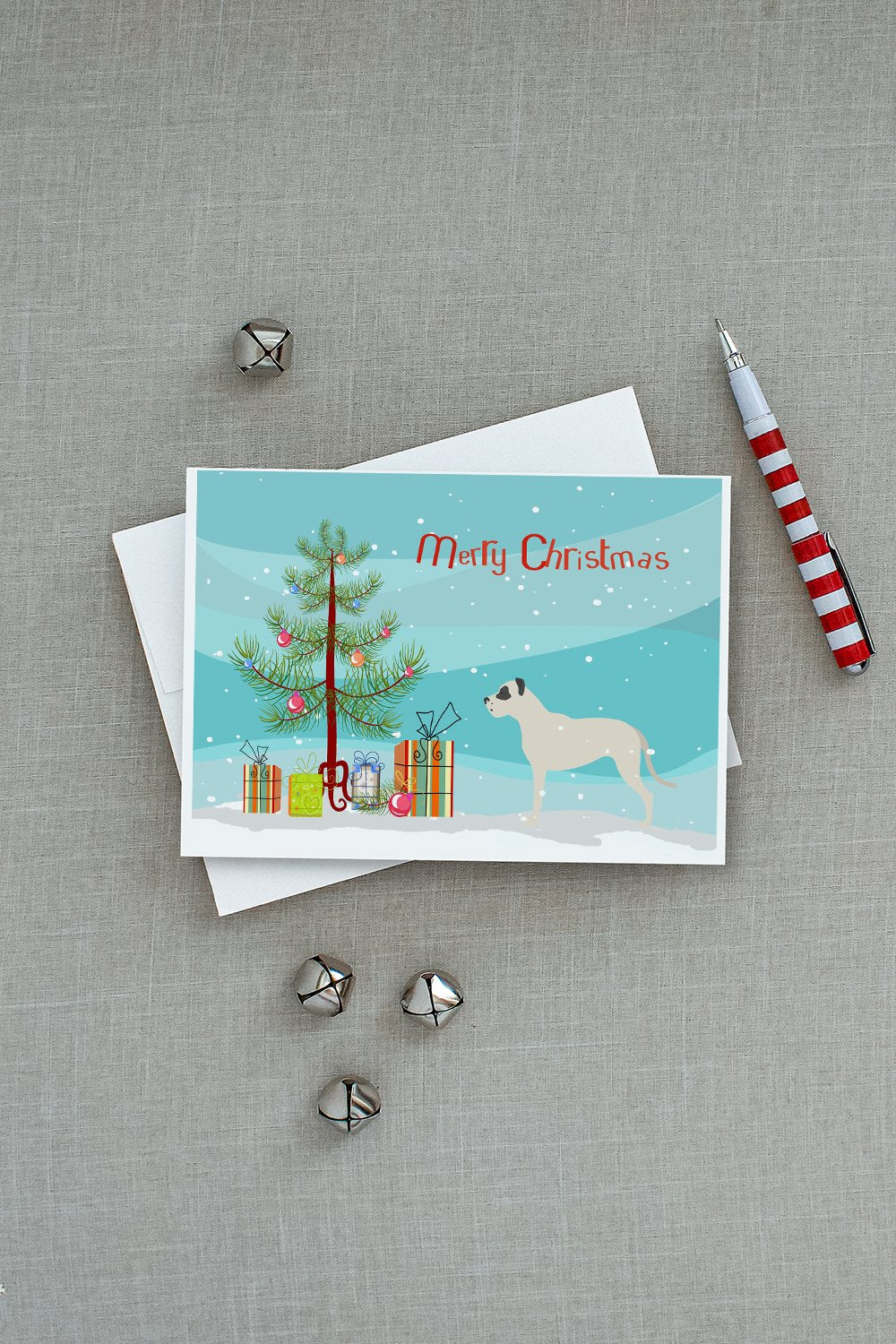 Dogo Argentino Merry Christmas Tree Greeting Cards and Envelopes Pack of 8 - the-store.com