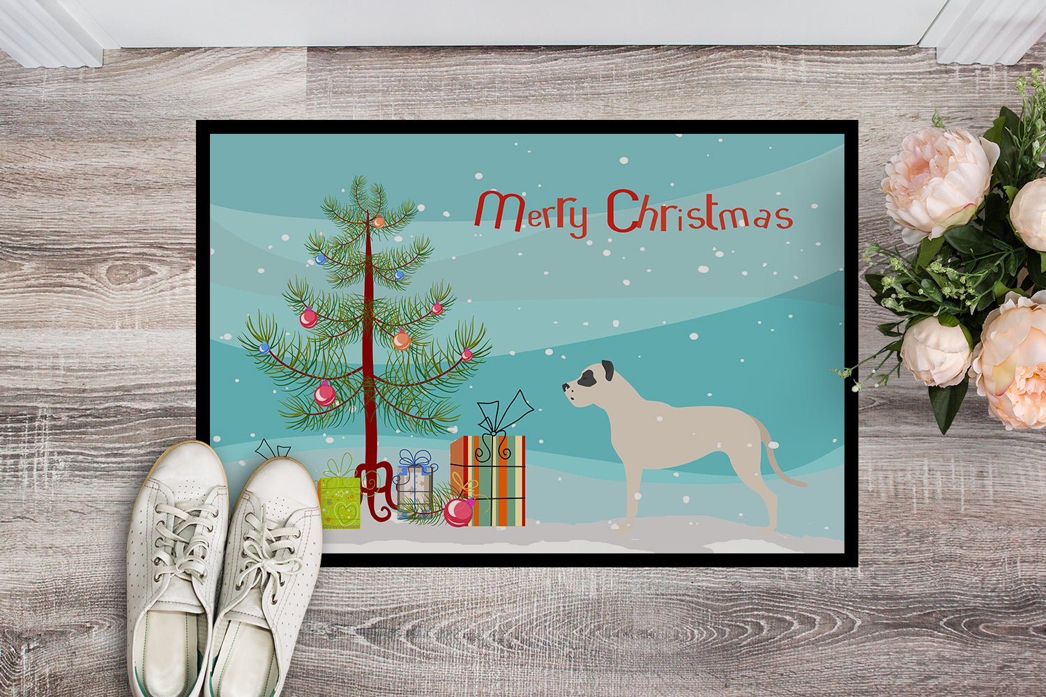 Dogo Argentino Merry Christmas Tree Indoor or Outdoor Mat 18x27 BB2985MAT - the-store.com