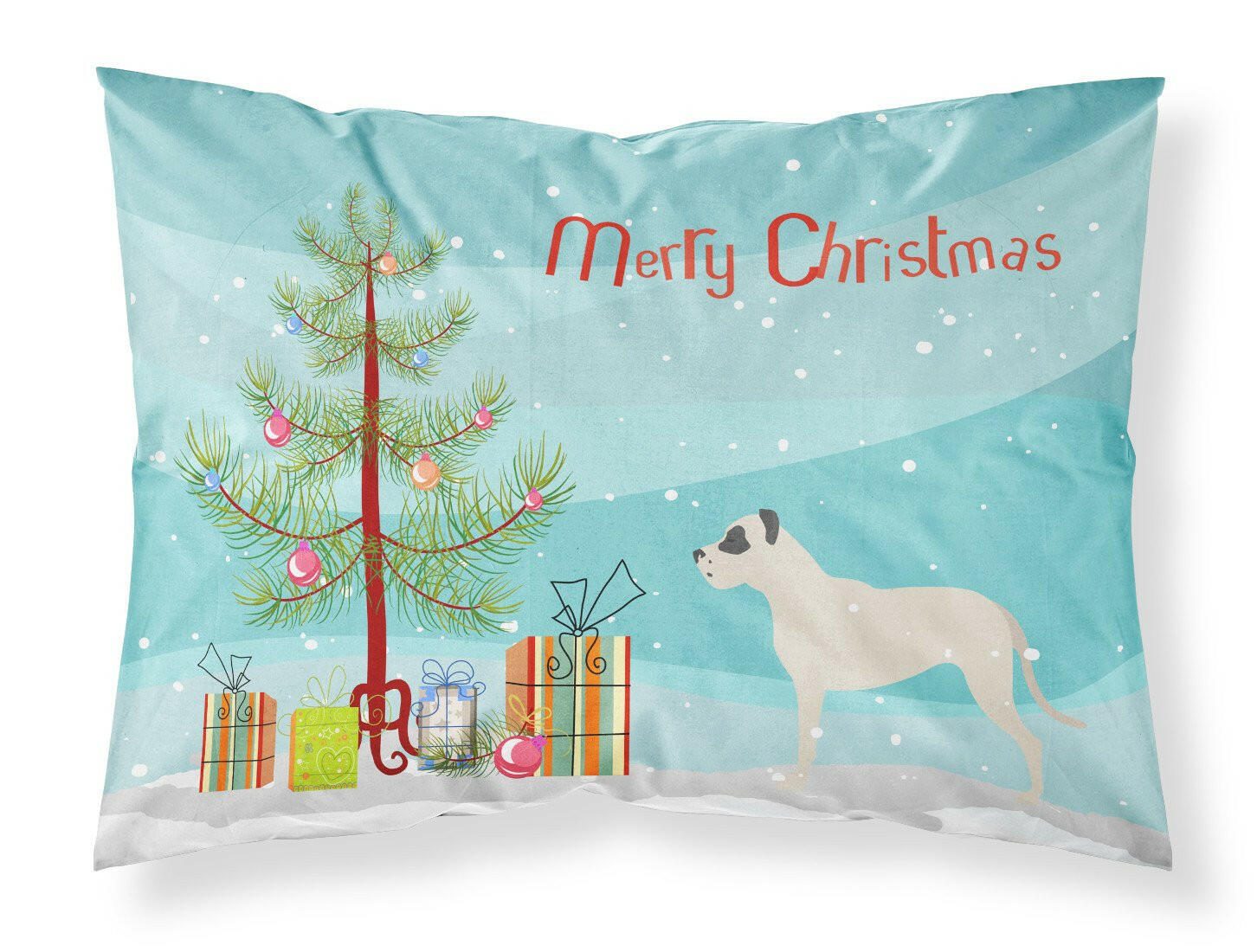 Dogo Argentino Merry Christmas Tree Fabric Standard Pillowcase BB2985PILLOWCASE by Caroline's Treasures