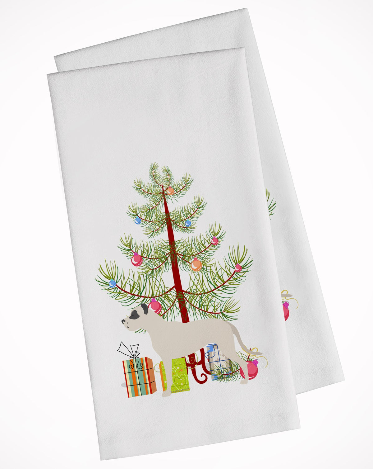 Dogo Argentino Merry Christmas Tree White Kitchen Towel Set of 2 BB2985WTKT by Caroline&#39;s Treasures