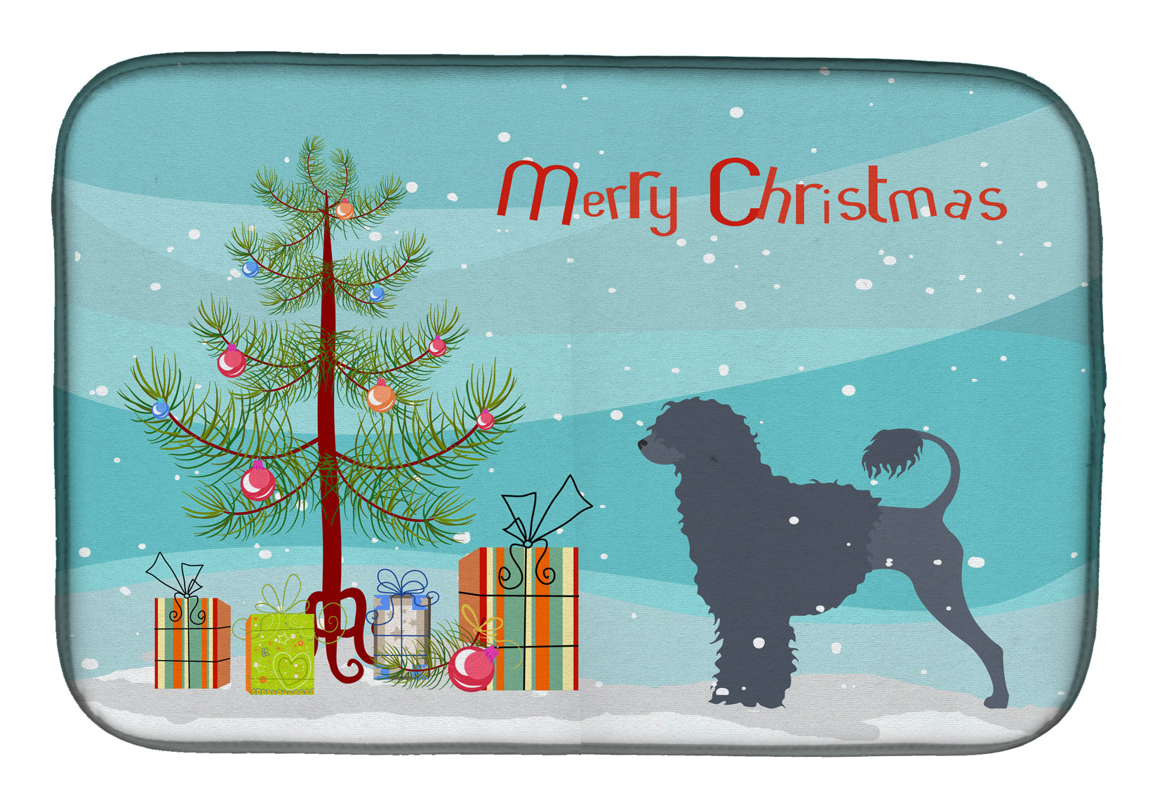 Portuguese Water Dog Merry Christmas Tree Dish Drying Mat BB2986DDM  the-store.com.