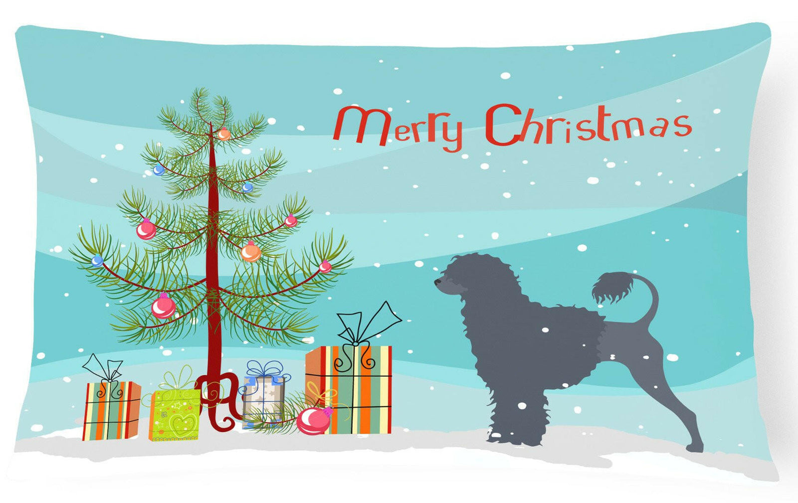Portuguese Water Dog Merry Christmas Tree Canvas Fabric Decorative Pillow BB2986PW1216 by Caroline's Treasures
