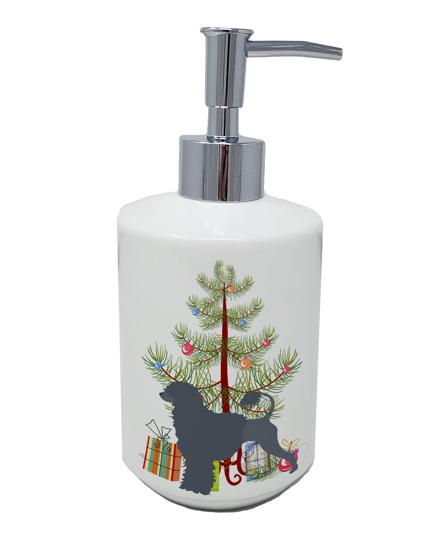 Buy this Portuguese Water Dog Merry Christmas Tree Ceramic Soap Dispenser