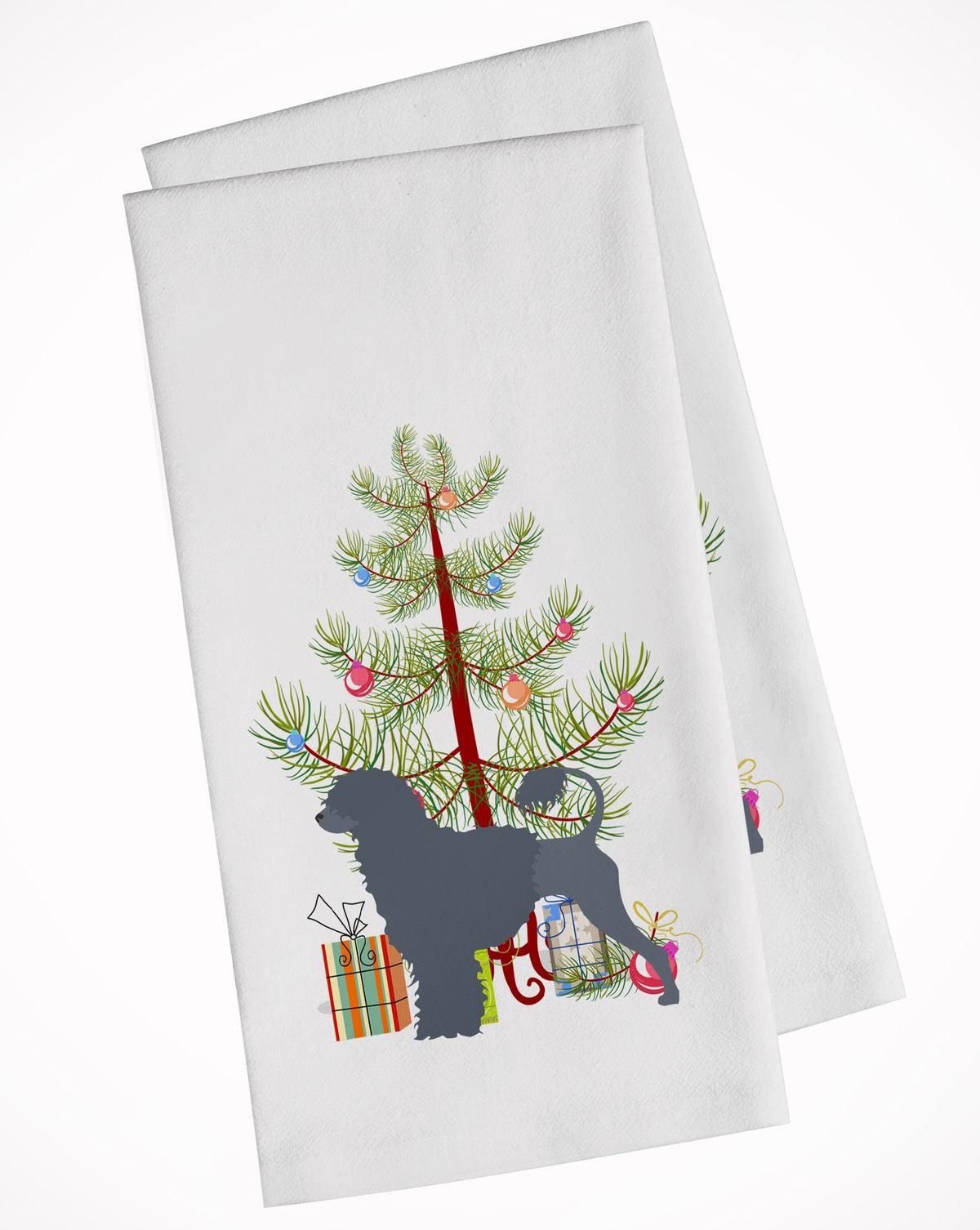 Portuguese Water Dog Merry Christmas Tree White Kitchen Towel Set of 2 BB2986WTKT by Caroline&#39;s Treasures