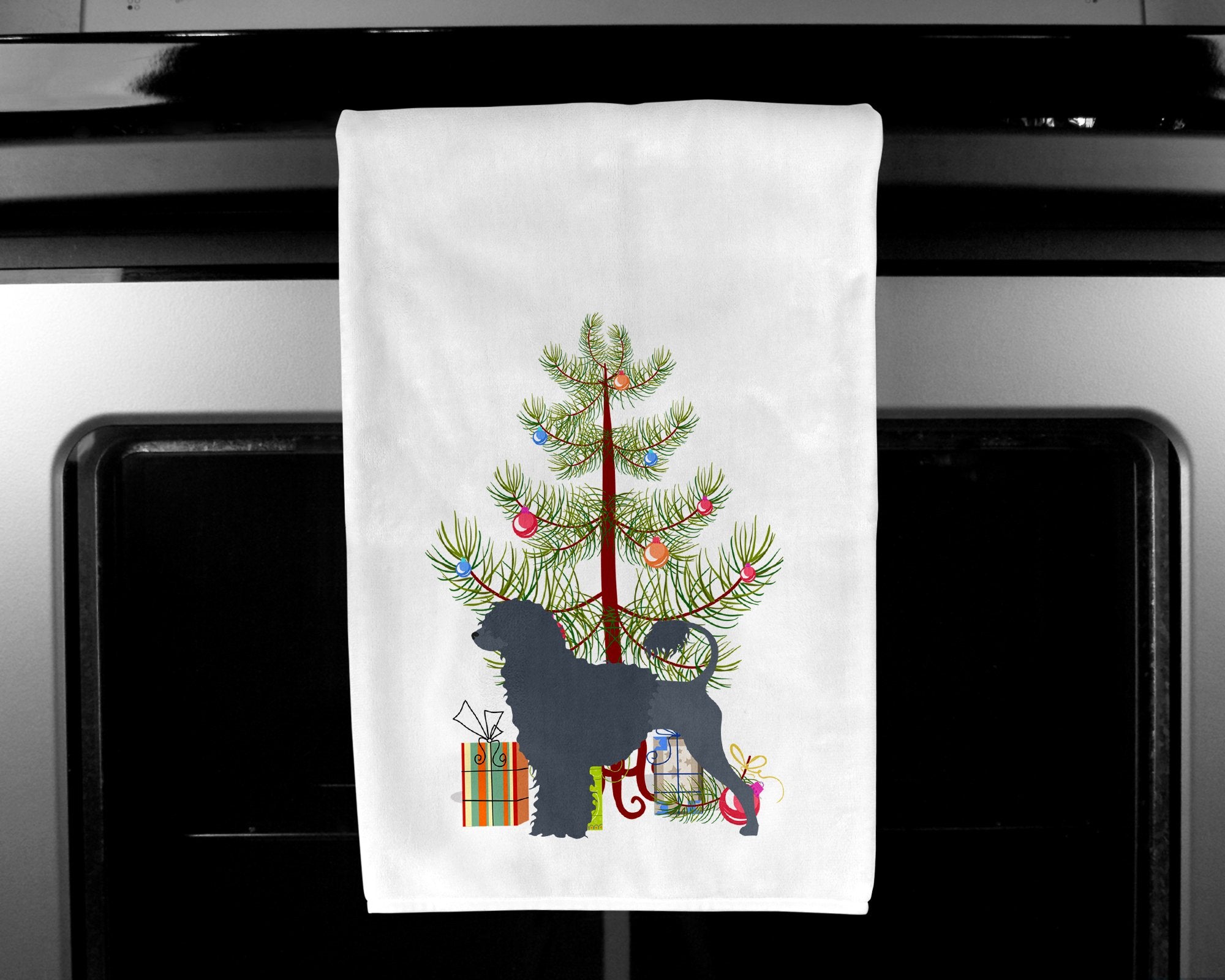 Portuguese Water Dog Merry Christmas Tree White Kitchen Towel Set of 2 BB2986WTKT by Caroline's Treasures