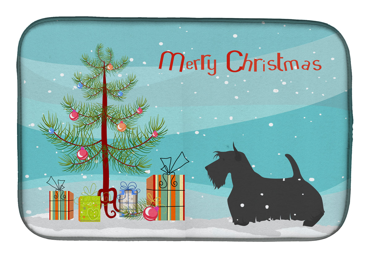 Scottish Terrier Merry Christmas Tree Dish Drying Mat BB2987DDM