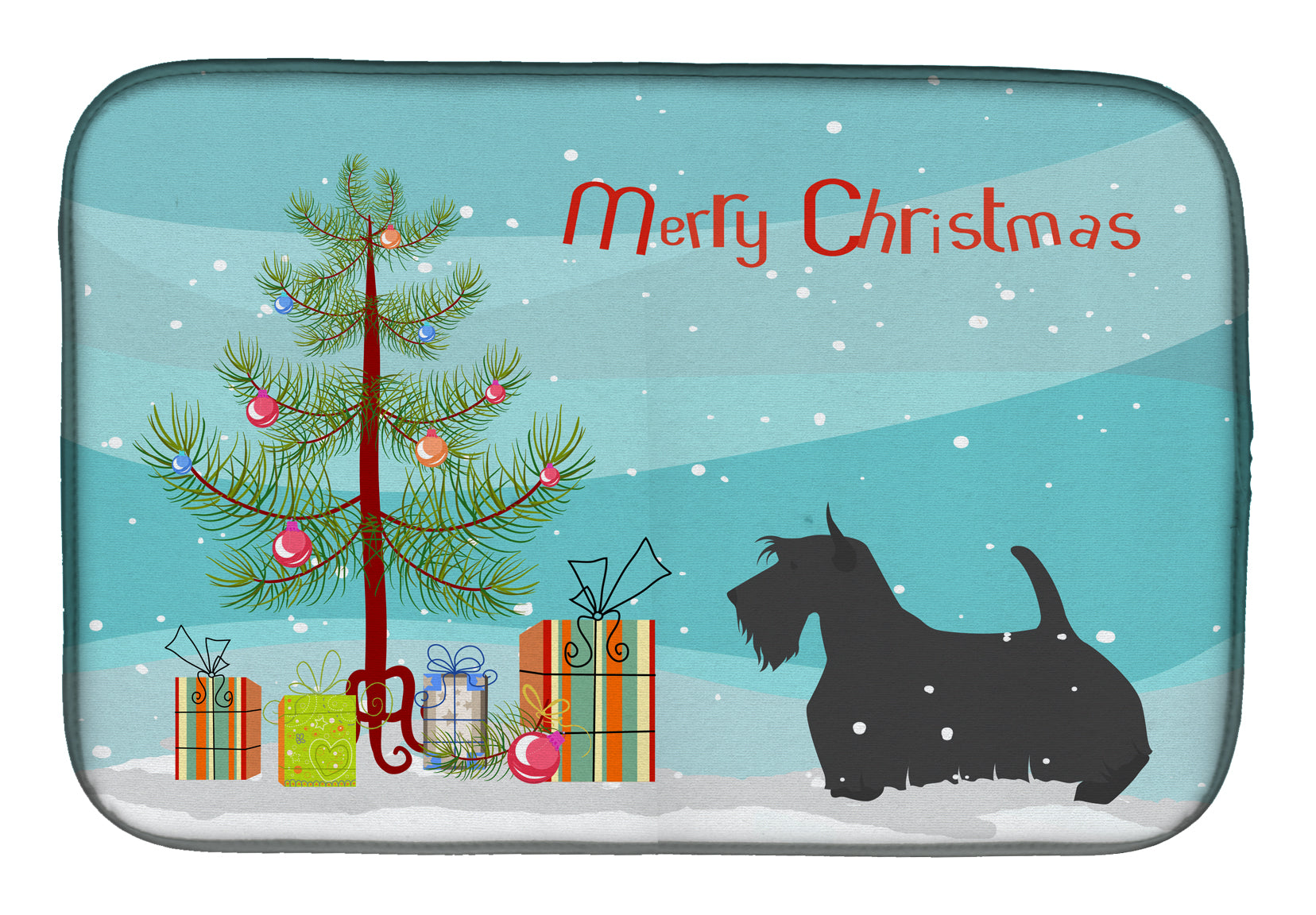 Scottish Terrier Merry Christmas Tree Dish Drying Mat BB2987DDM  the-store.com.