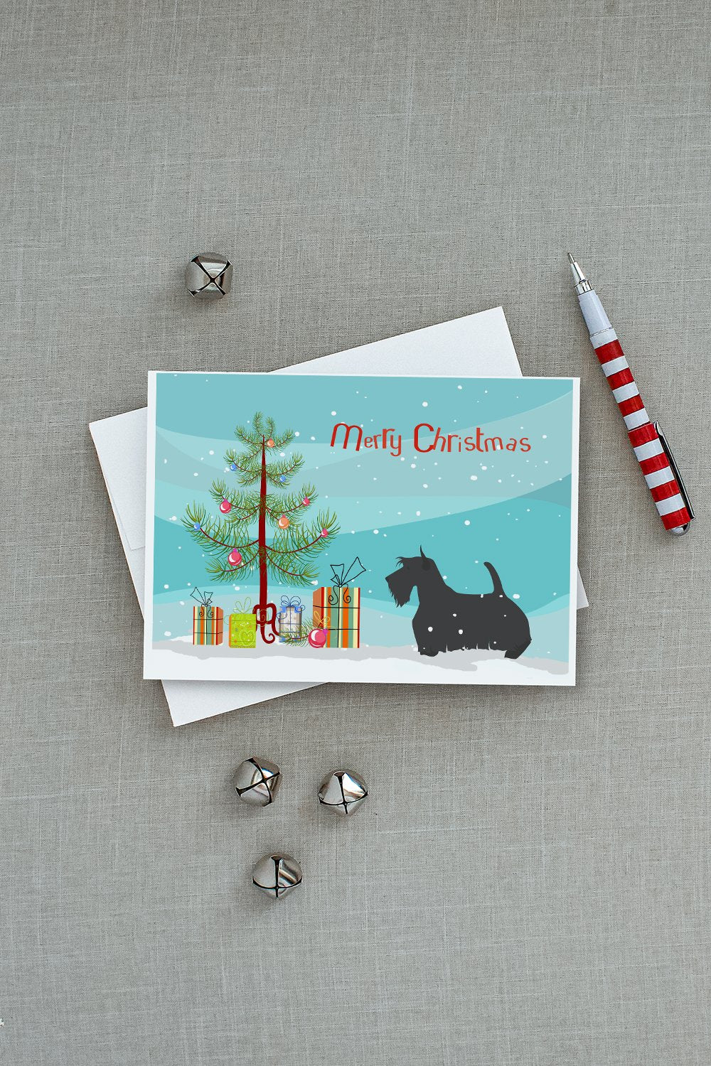 Scottish Terrier Merry Christmas Tree Greeting Cards and Envelopes Pack of 8 - the-store.com