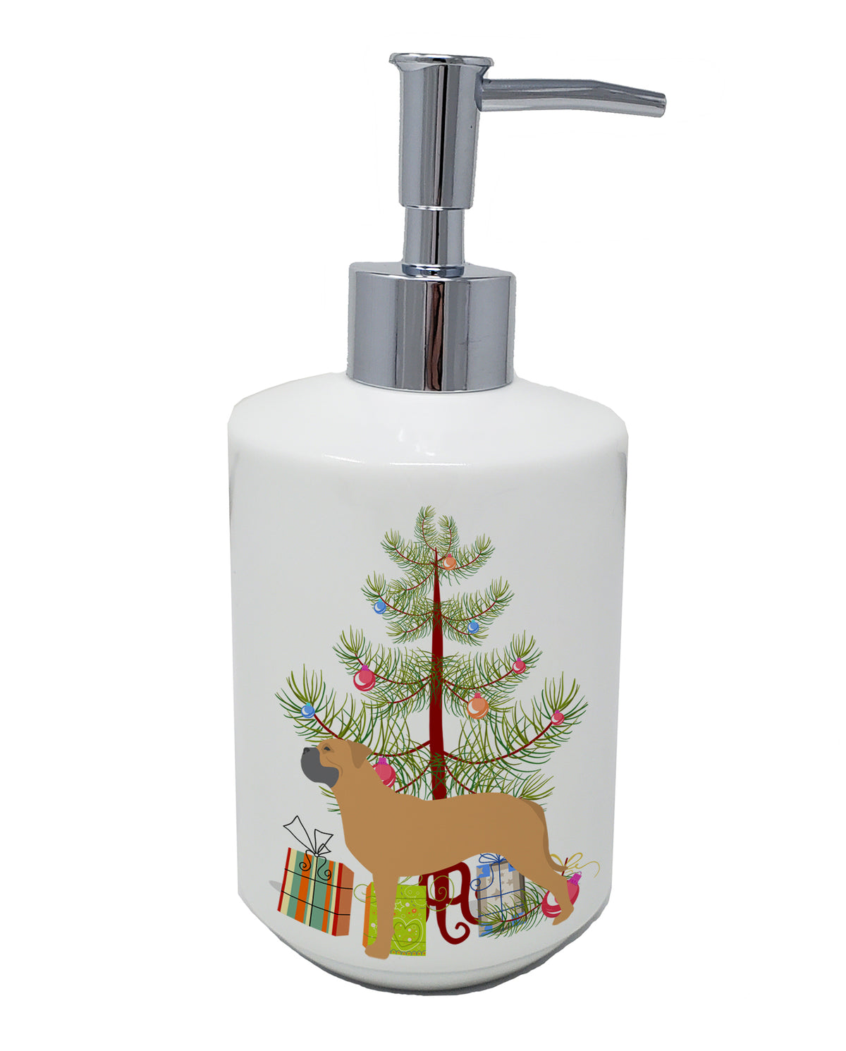 Buy this Bullmastiff Merry Christmas Tree Ceramic Soap Dispenser