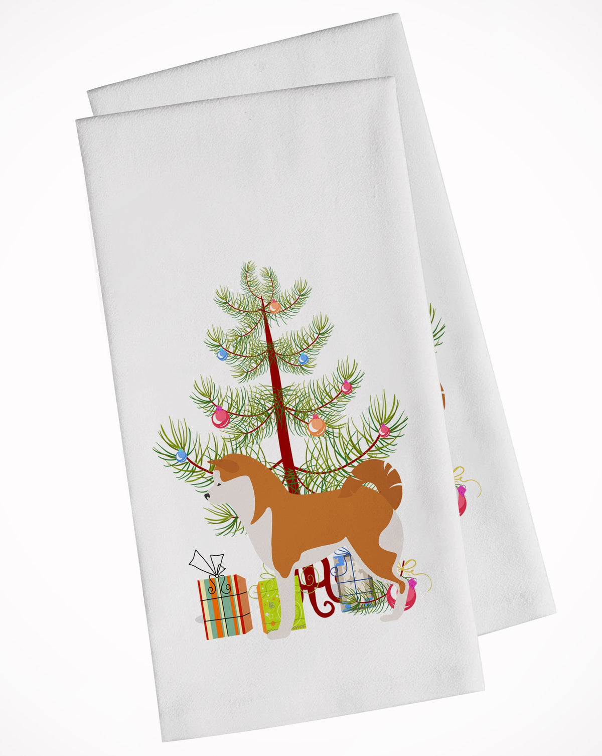 Akita Merry Christmas Tree White Kitchen Towel Set of 2 BB2990WTKT by Caroline&#39;s Treasures