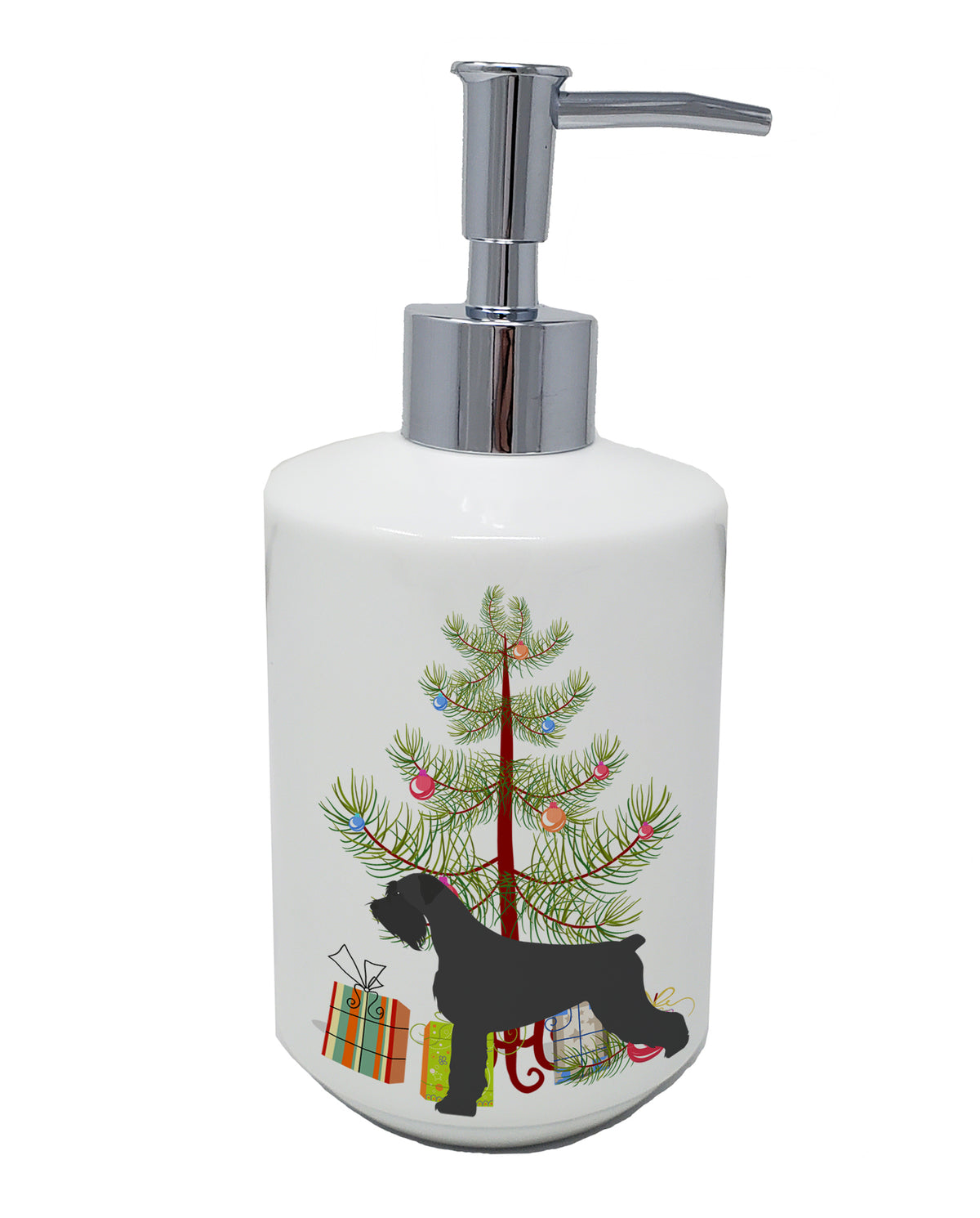 Buy this Giant Schnauzer Merry Christmas Tree Ceramic Soap Dispenser
